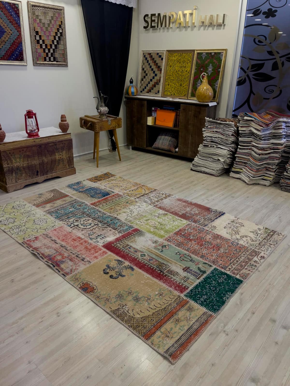 Handmade Patchwork Rug — detail view 5, handmade vintage rug