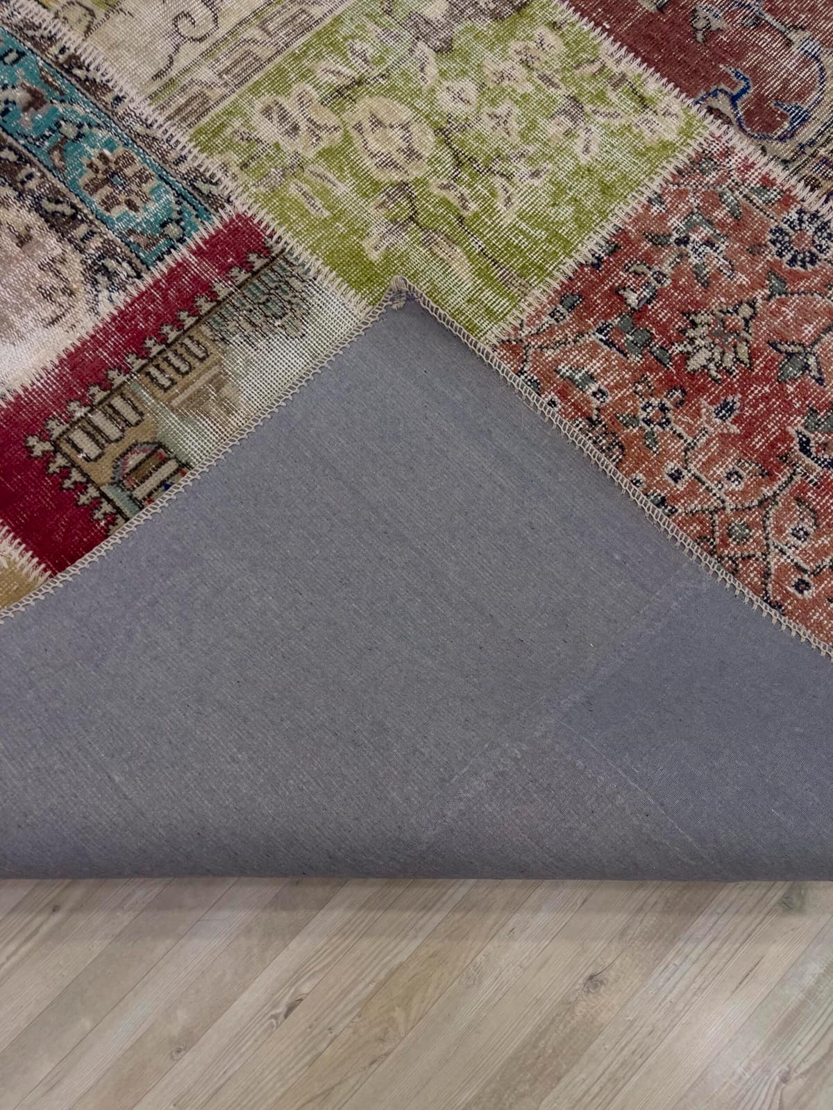Handmade Patchwork Rug — detail view 3, handmade vintage rug