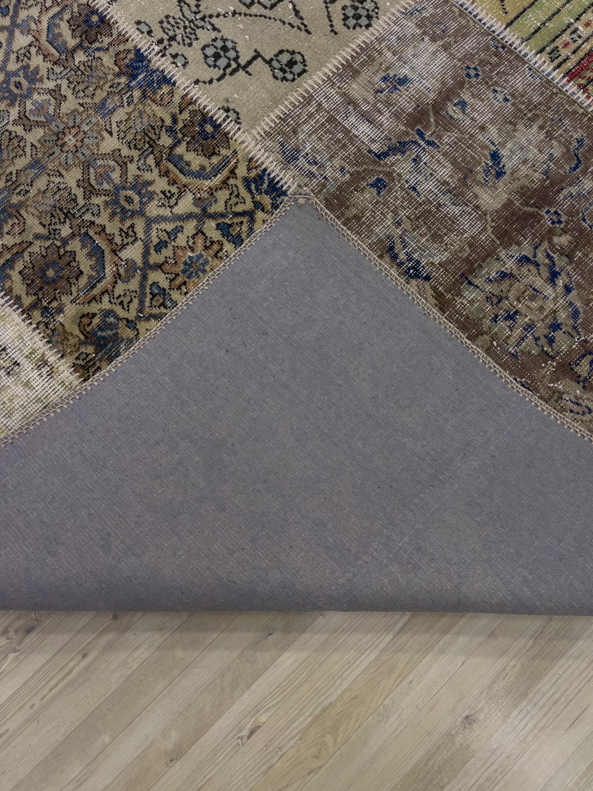 Handmade Patchwork Elegant Design Rug — detail view 2, handmade vintage rug