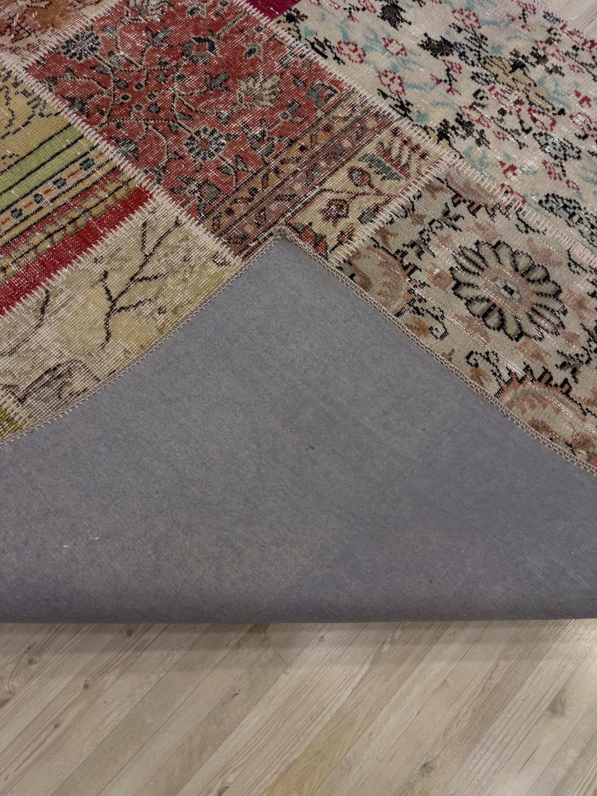 Unique Classic-Style Custom Patchwork Rug — detail view 2, handmade vintage rug