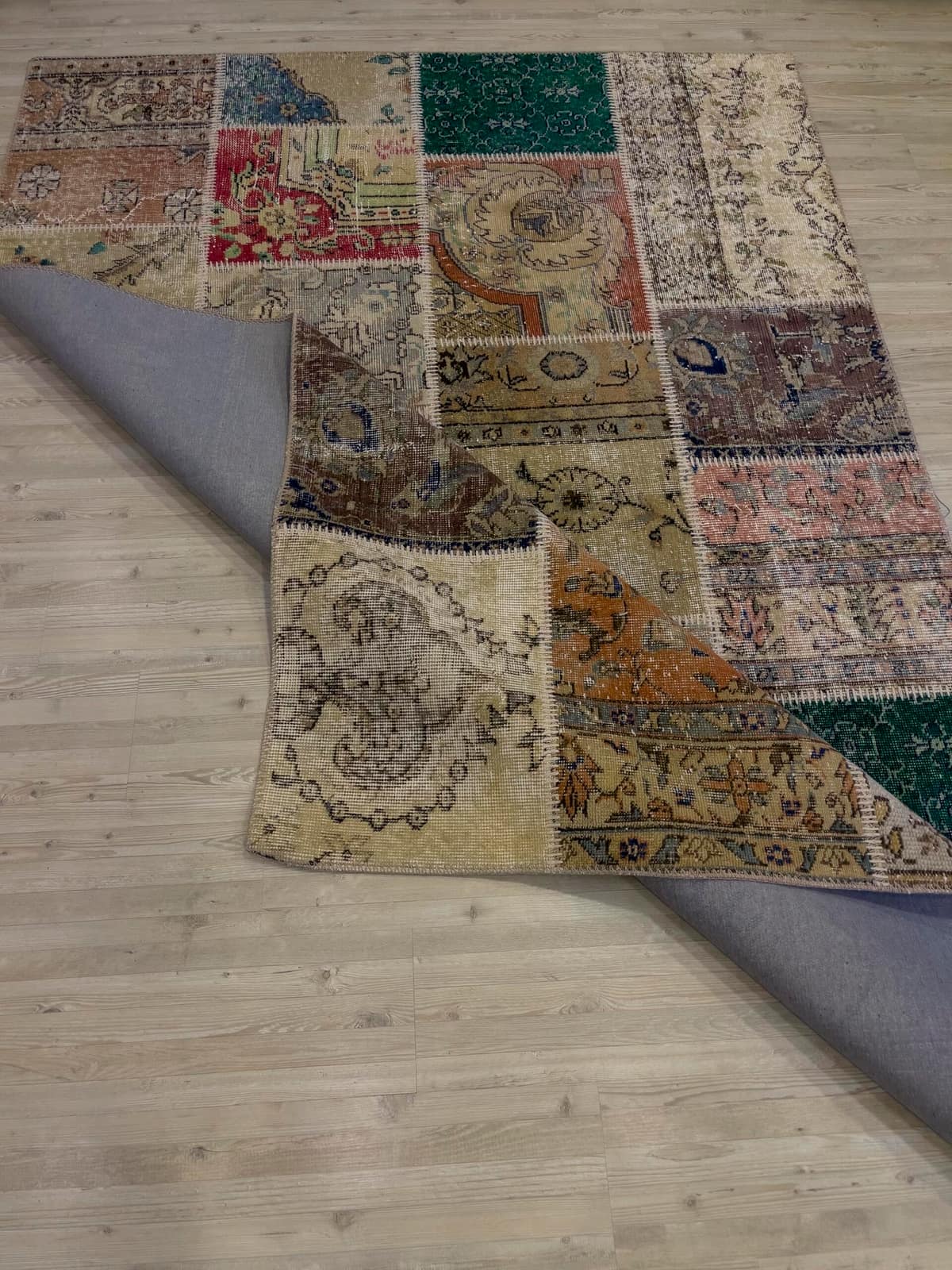 Unique Classic-Style Custom Patchwork Rug — detail view 2, handmade vintage rug