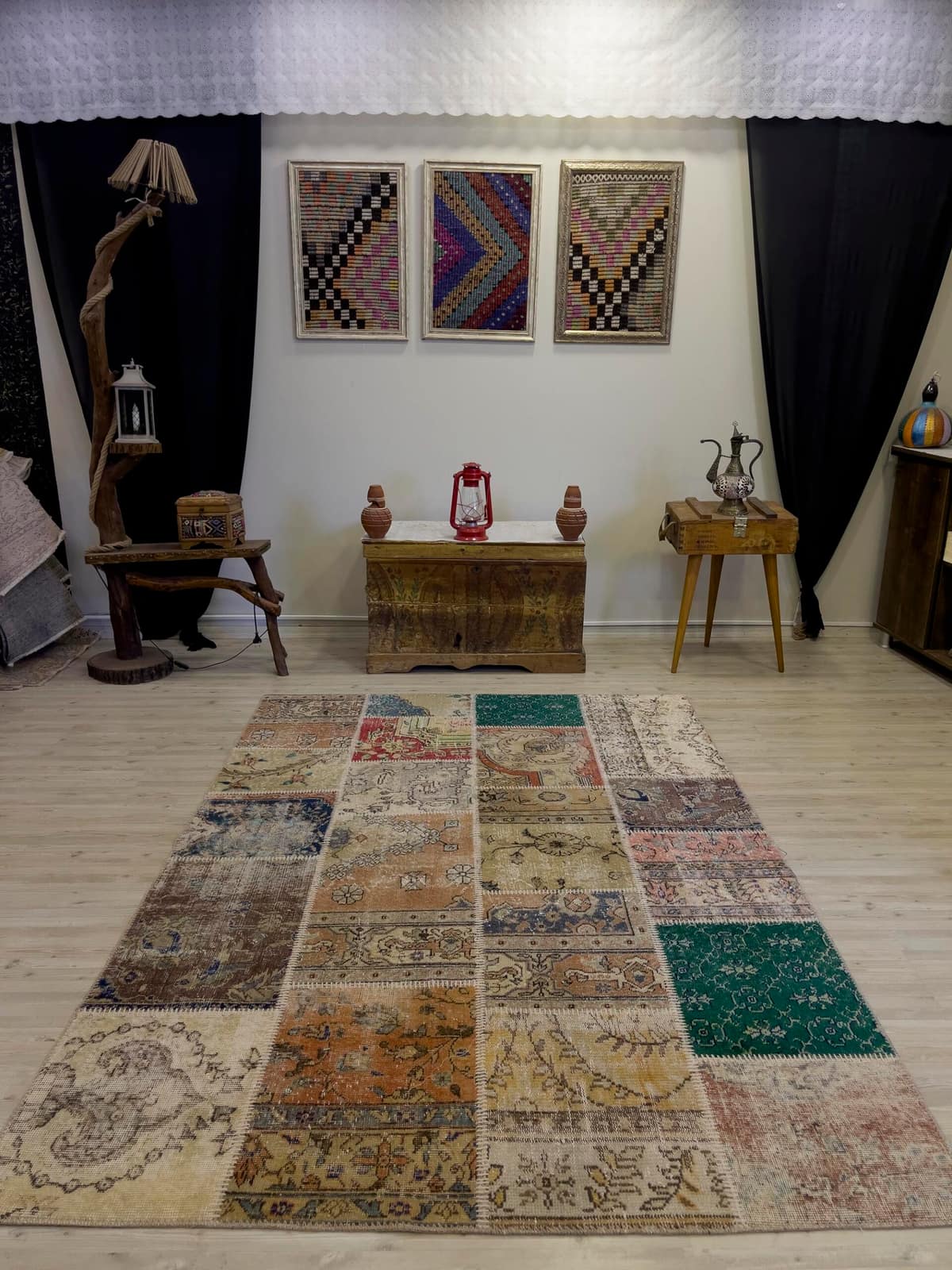 Unique Classic-Style Custom Patchwork Rug — detail view 4, handmade vintage rug