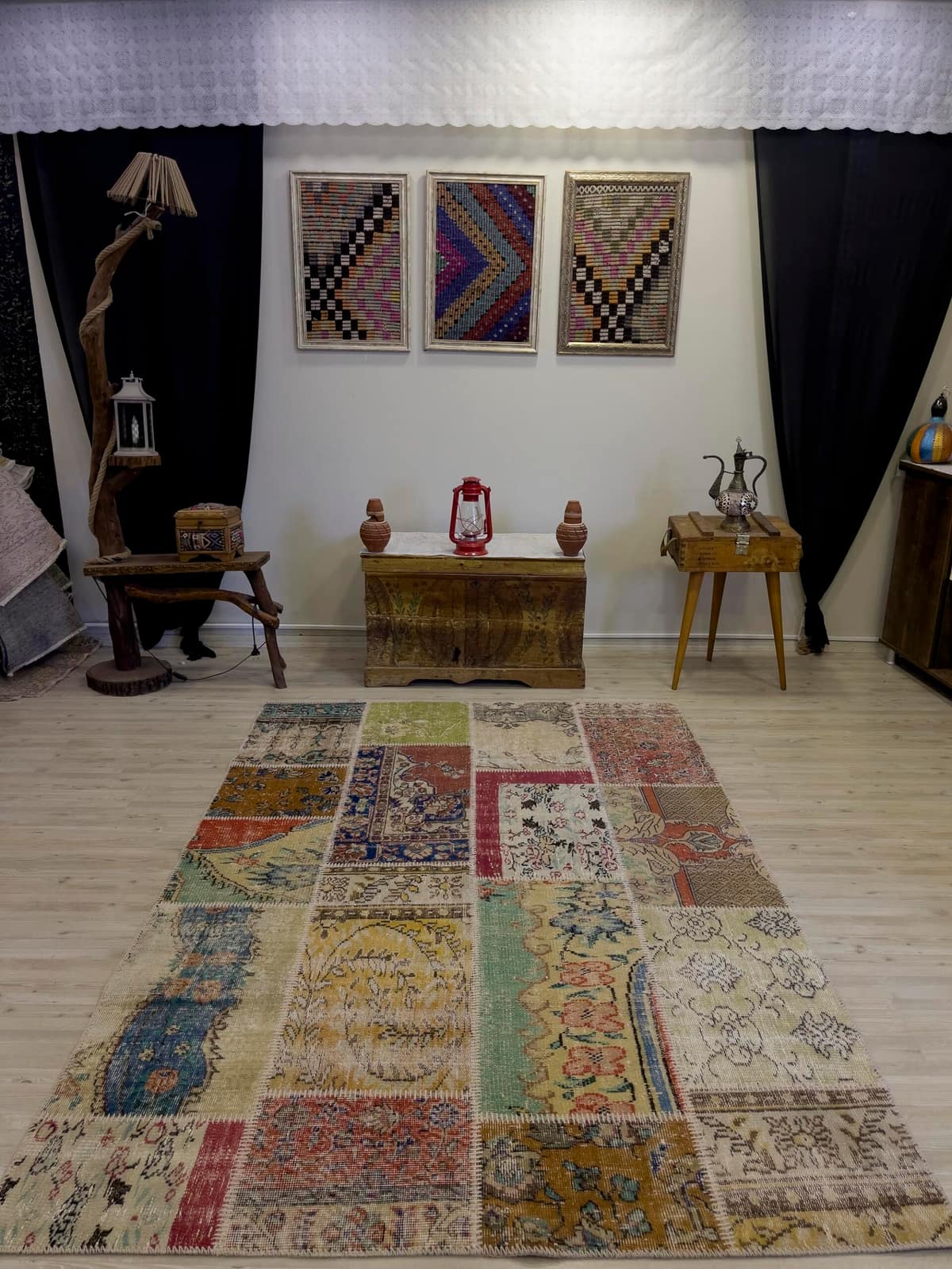 A Unique and Beautiful Handmade Patchwork Rug — detail view 5, handmade vintage rug