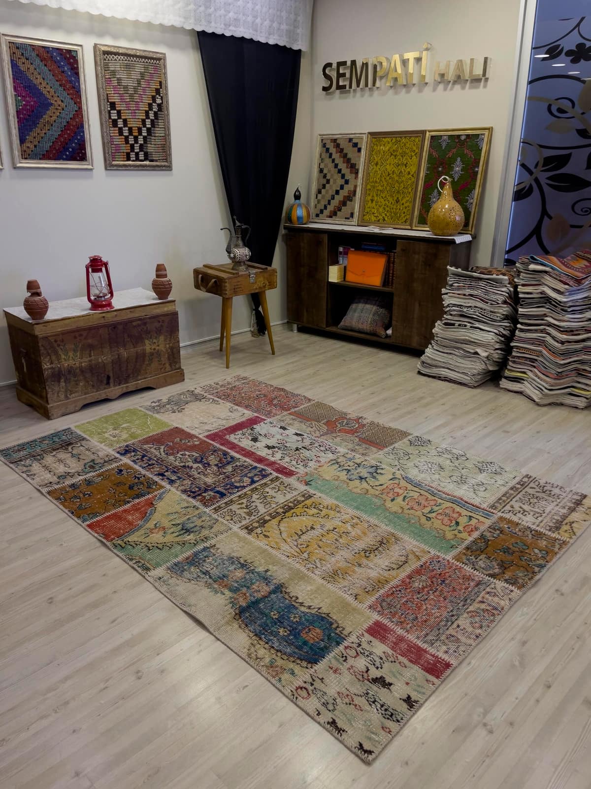 A Unique and Beautiful Handmade Patchwork Rug — detail view 4, handmade vintage rug