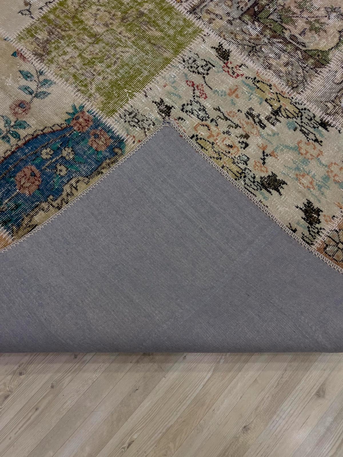 A Unique and Beautiful Custom Patchwork Rug — detail view 3, handmade vintage rug