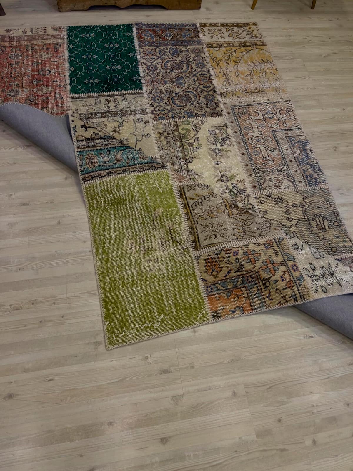 Handmade Patchwork Rug — detail view 2, handmade vintage rug