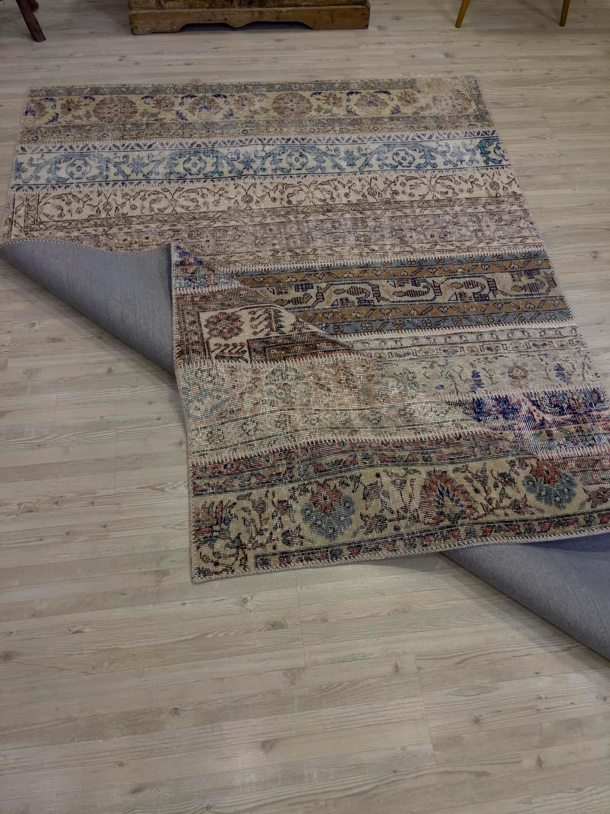 Handmade Patchwork Elegant Design Rug — detail view 2, handmade vintage rug