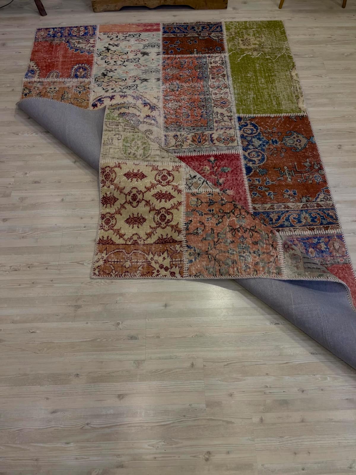 Unique Classic-Style Custom Patchwork Rug — detail view 3, handmade vintage rug