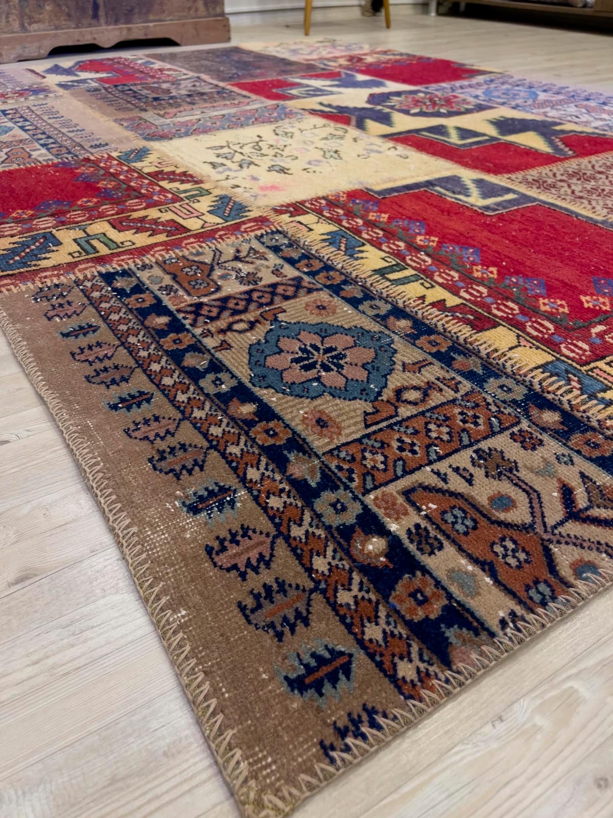 Handmade Patchwork Elegant Design Rug — detail view 4, handmade vintage rug