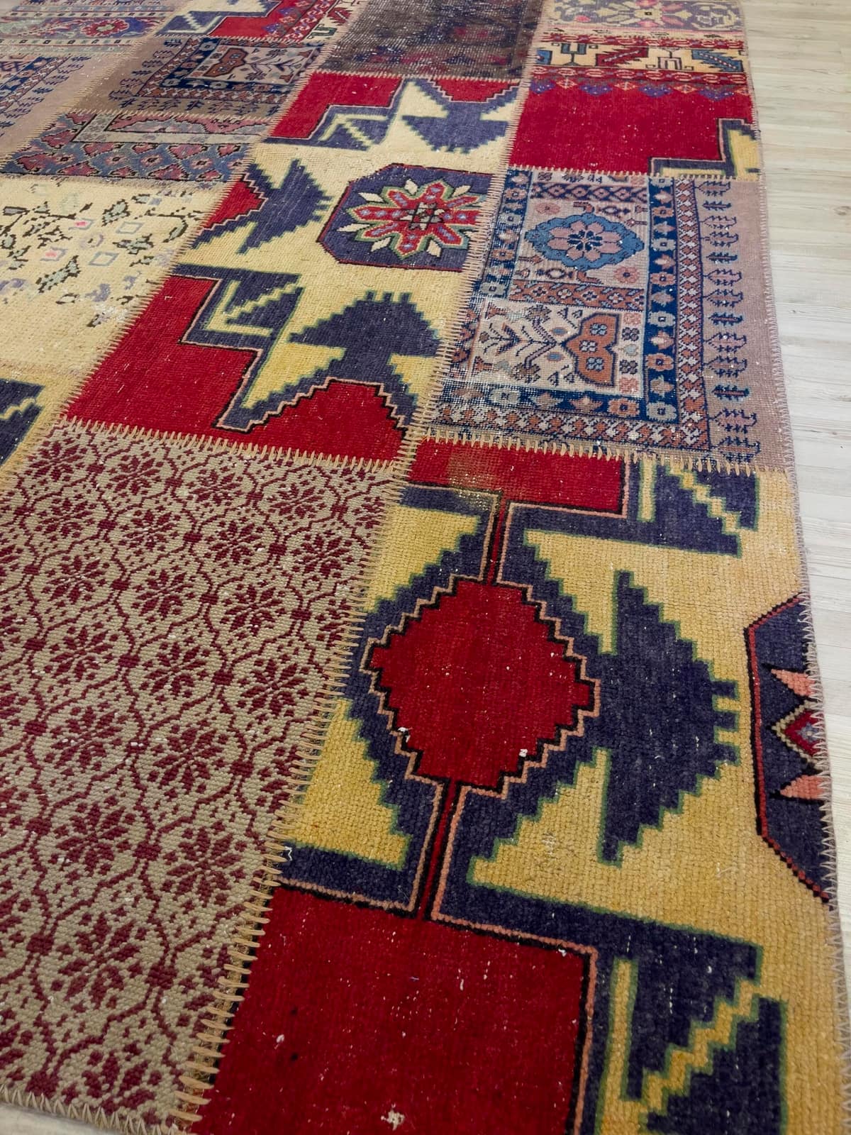Handmade Patchwork Elegant Design Rug — detail view 3, handmade vintage rug