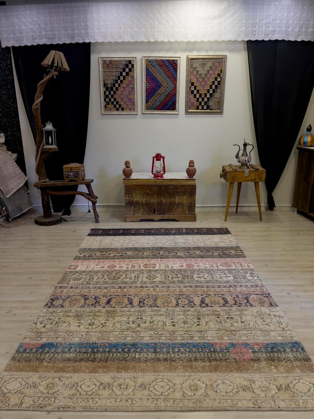 A Unique and Exquisite Patchwork Rug — detail view 5, handmade vintage rug
