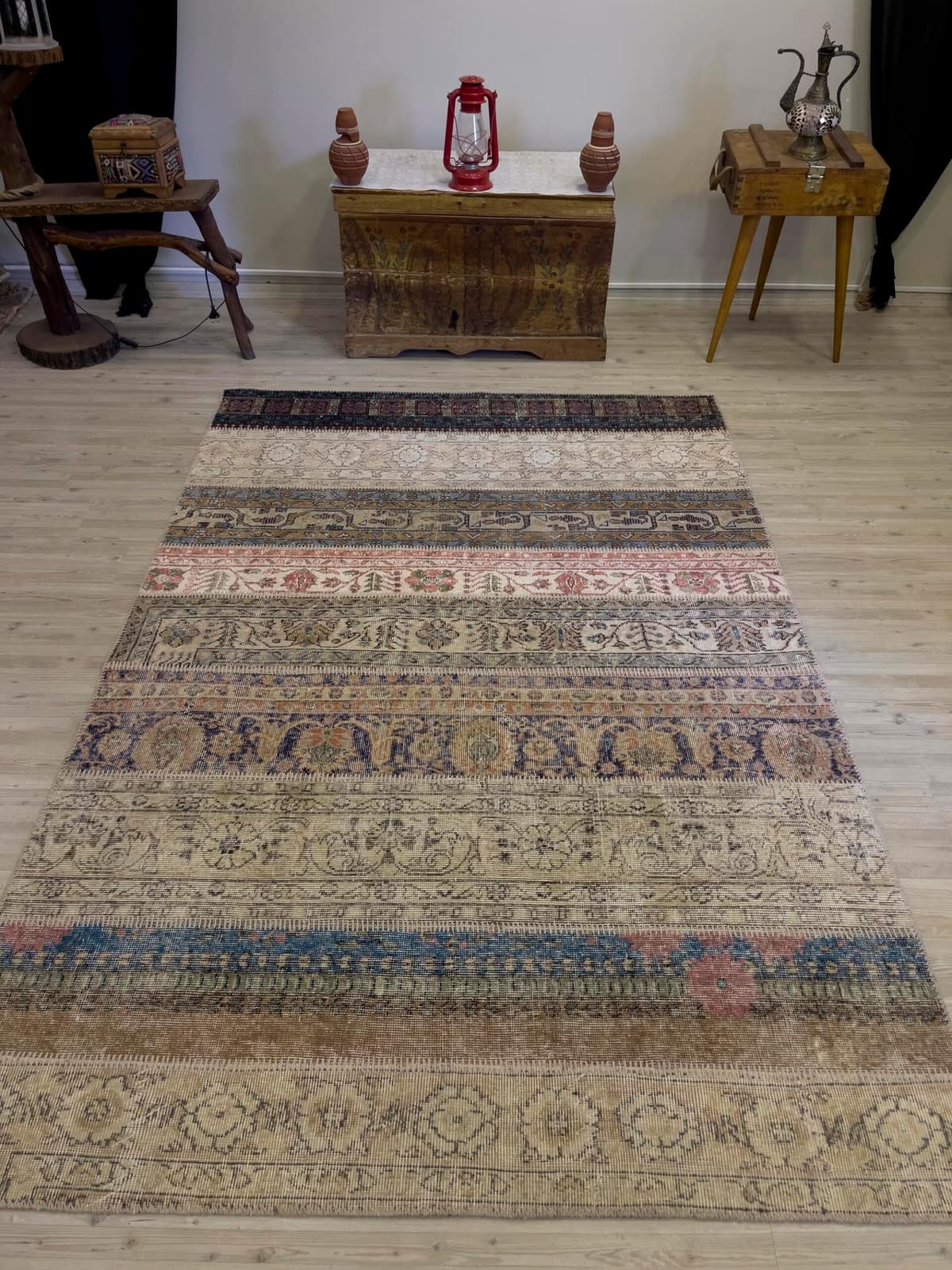 A Unique and Exquisite Patchwork Rug, vintage rug, Handmade, hand-knotted cotton, size 162 × 243 cm, from Yahyalı