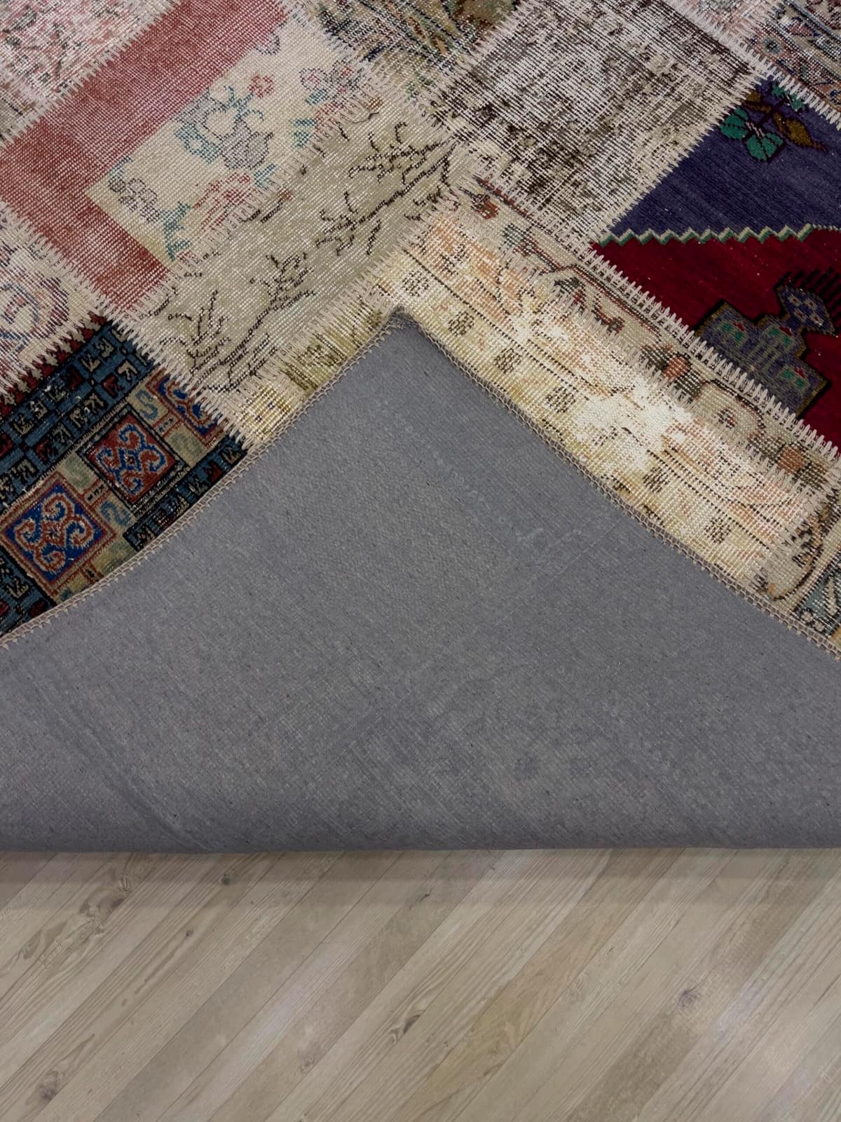 A Unique and Beautiful Custom Patchwork Rug — detail view 3, handmade vintage rug