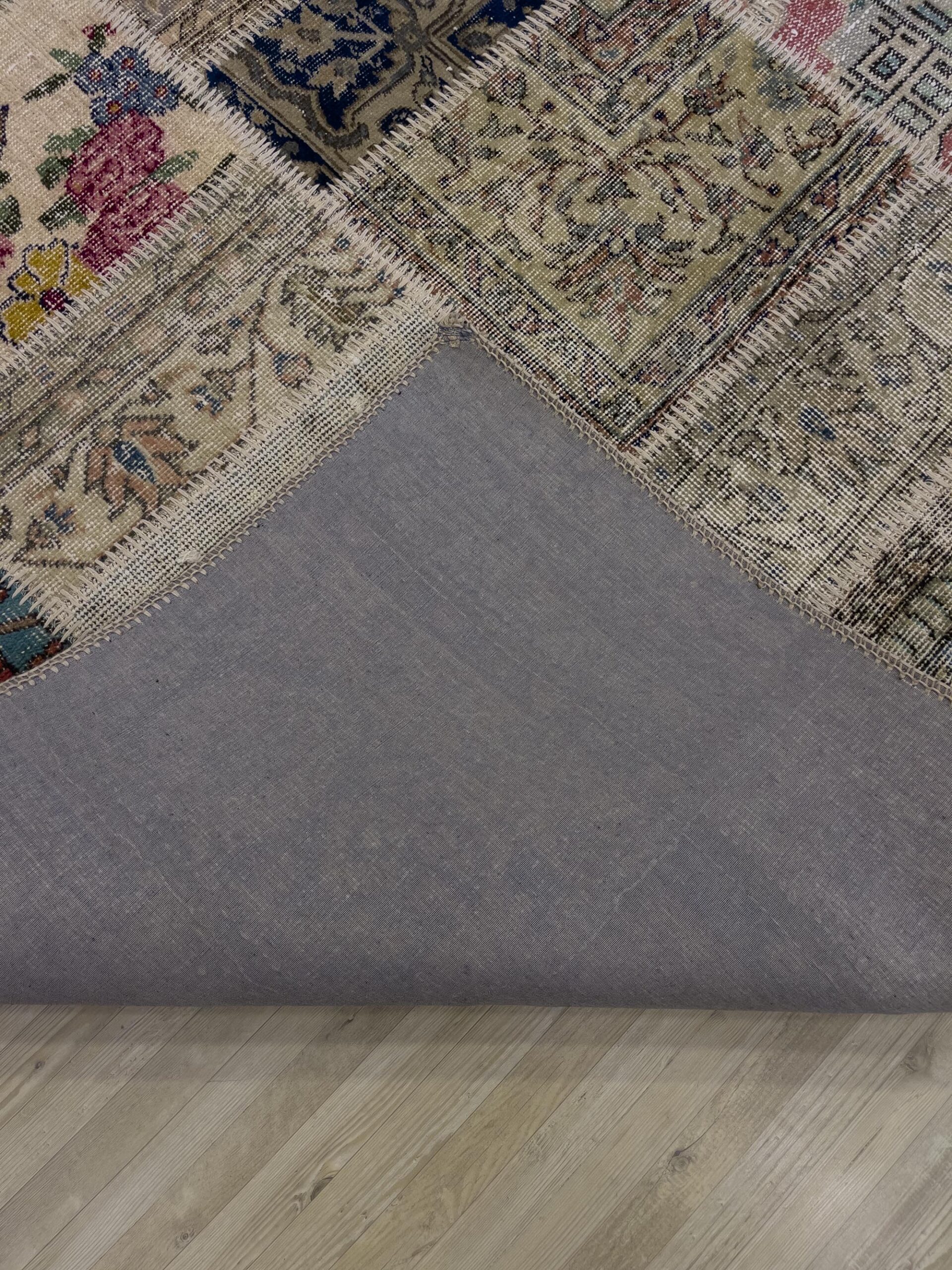 Unique Hand-Woven Patchwork Rug — detail view 4, handmade vintage rug