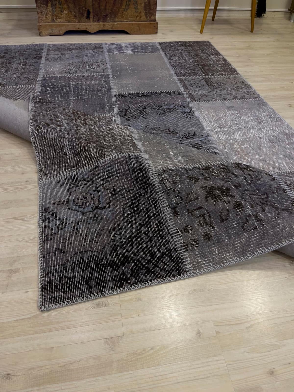 Unique Classic-Style Custom Patchwork Rug — detail view 2, handmade vintage rug