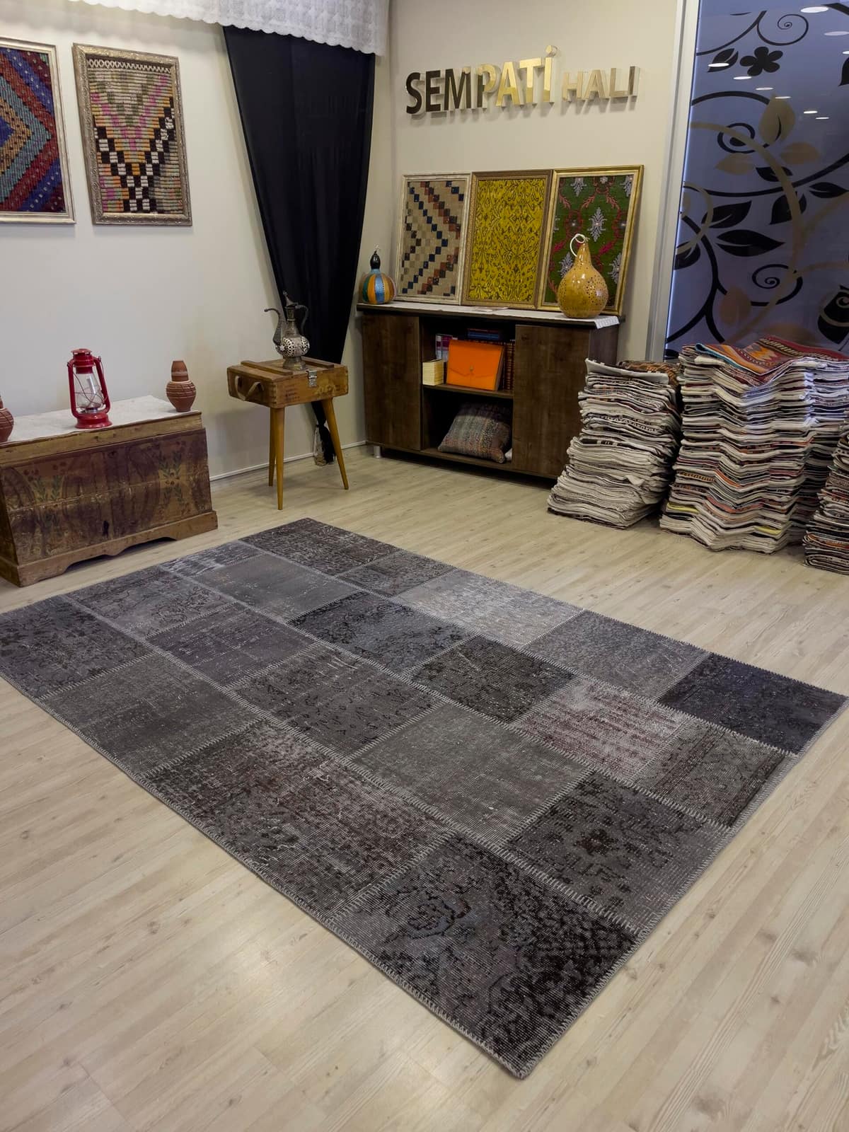 Unique Classic-Style Custom Patchwork Rug — detail view 5, handmade vintage rug