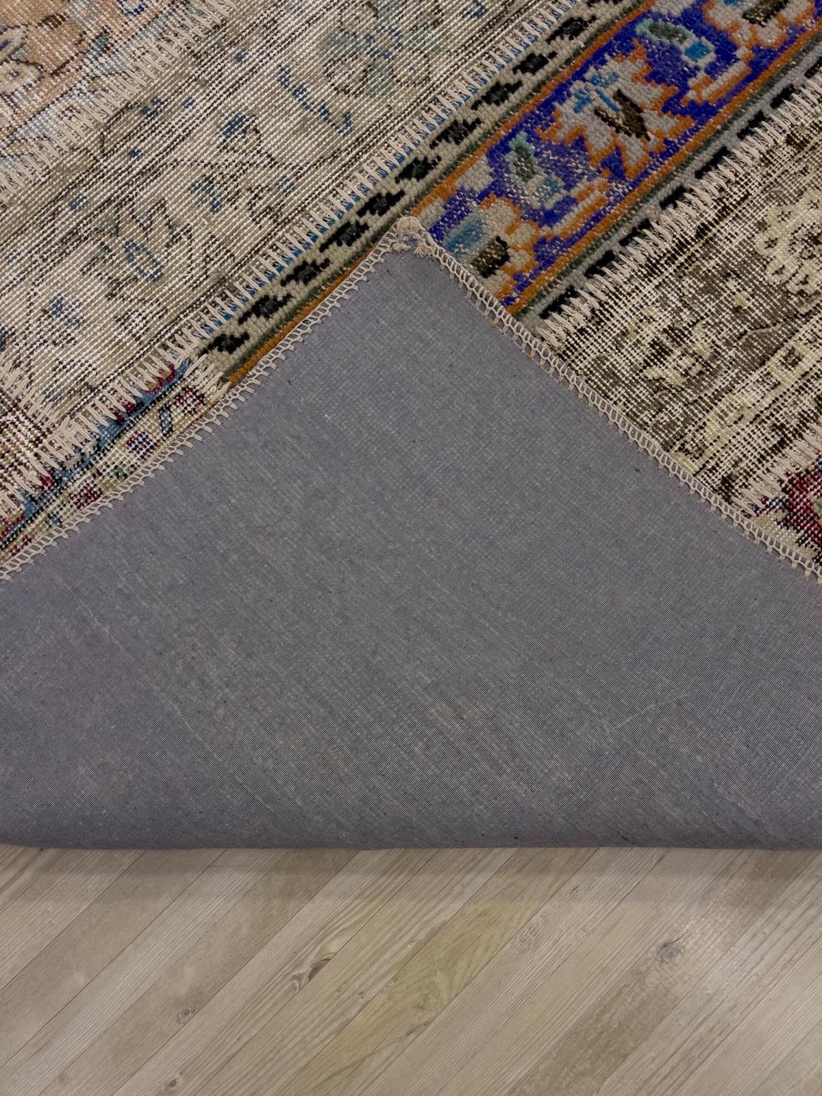 Hand-Woven Distressed Special Patchwork Rug — detail view 3, handmade vintage rug