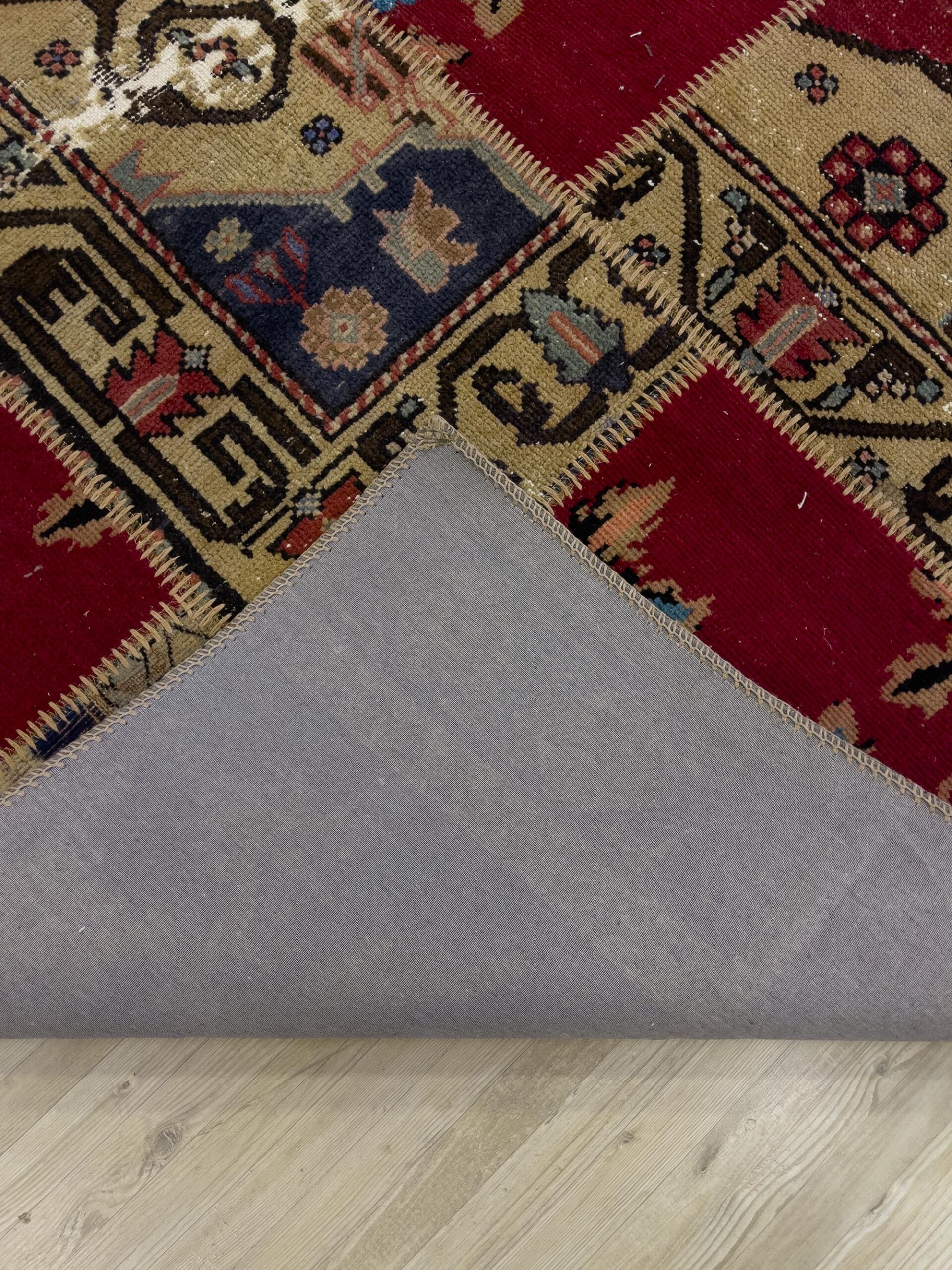 Hand-Woven Distressed Special Patchwork Rug — detail view 4, handmade vintage rug