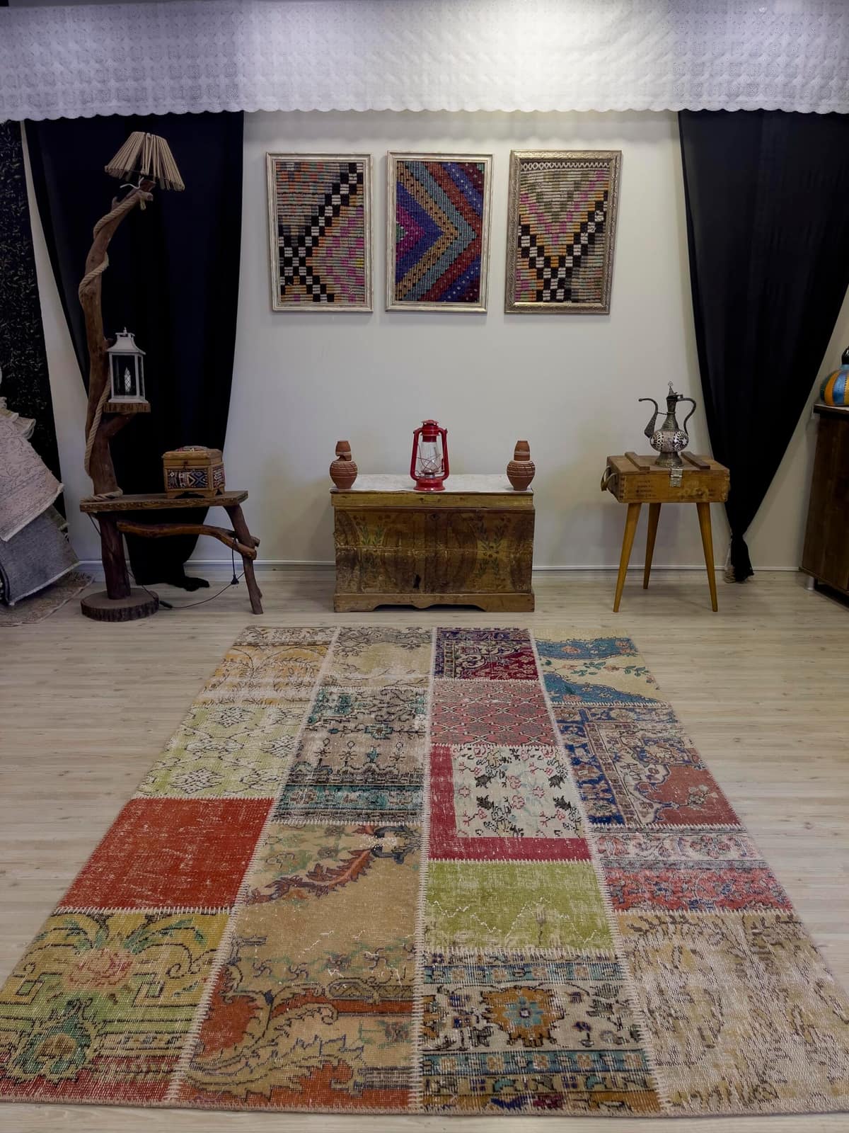 Handmade Patchwork Elegant Design Rug — detail view 5, handmade vintage rug