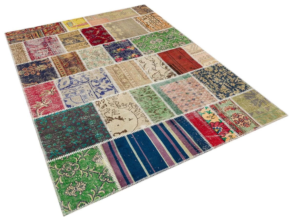 Handmade Patchwork Rug, vintage rug, Handmade, hand-knotted wool, cotton & silk, size 160 × 230 cm, from Kars