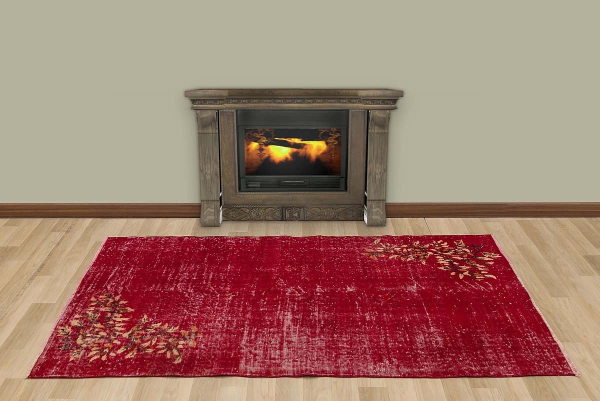 Distressed Vintage Handwoven Rug, vintage rug, Handmade, hand-knotted wool, size 160 × 205 cm, from Bursa