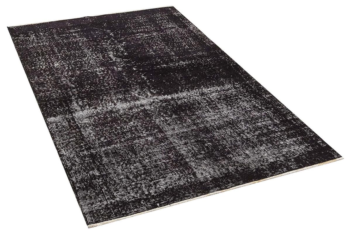 Distressed Vintage Handwoven Rug, vintage rug, Handmade, hand-knotted wool, cotton & silk, size 111 × 198 cm, from Van
