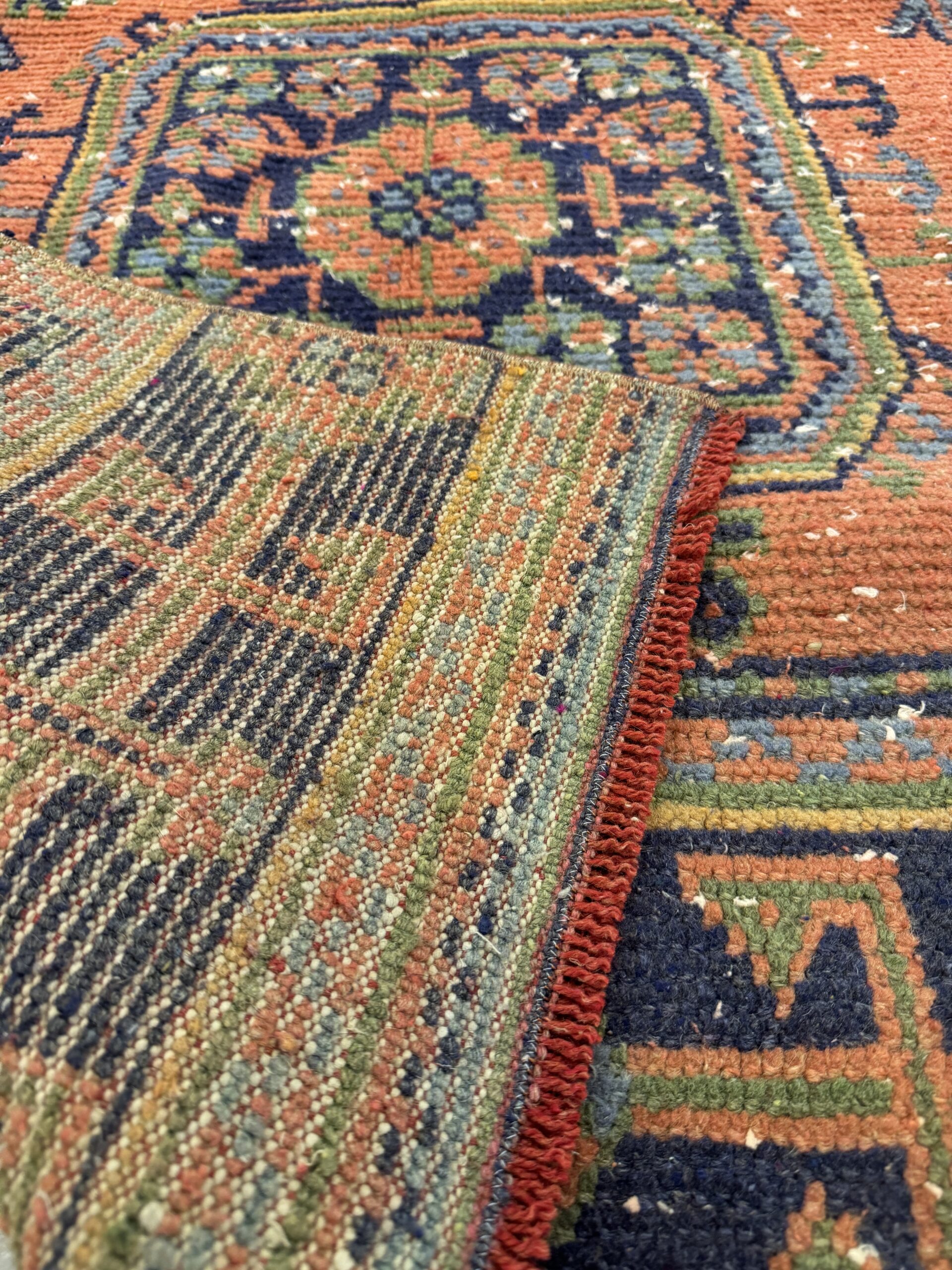 Distressed Handwoven Vintage Runner Rug — detail view 3, handmade vintage rug