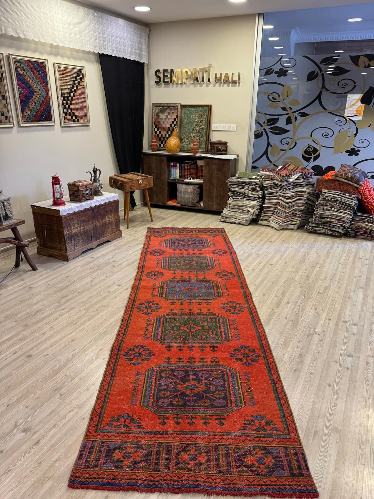 Distressed Hand-Woven Vintage Runner Rug — detail view 5, handmade vintage rug