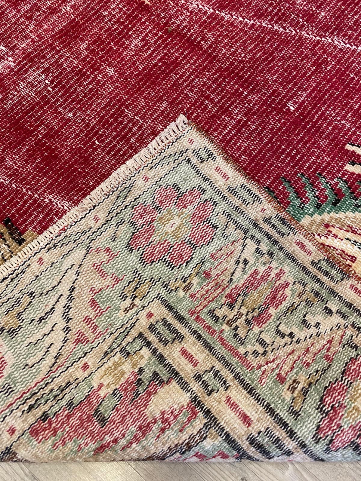 Handwoven Rug with Natural Dyes — detail view 2, handmade vintage rug