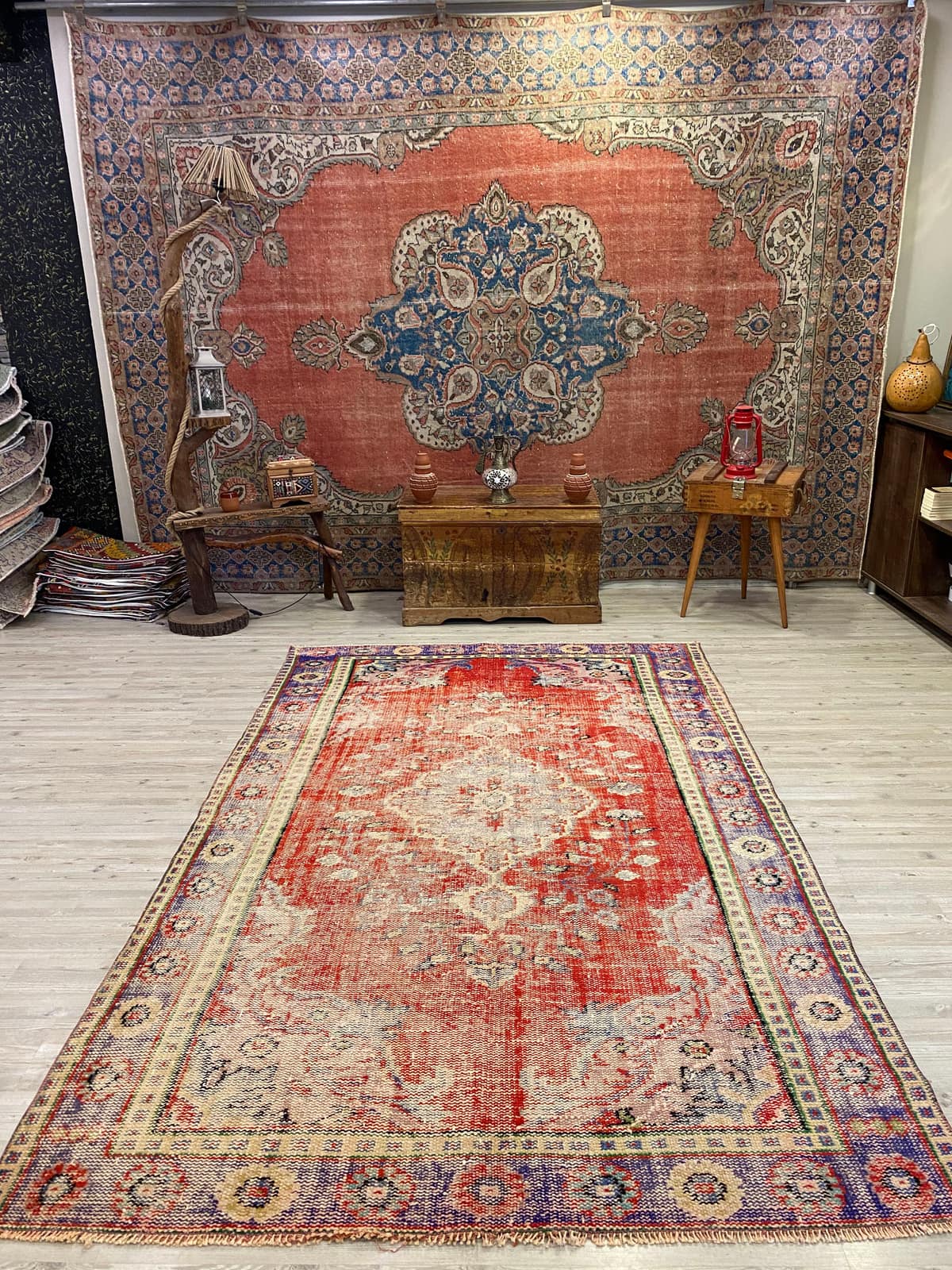 Traditional Vintage Handmade Rug — detail view 2, handmade vintage rug
