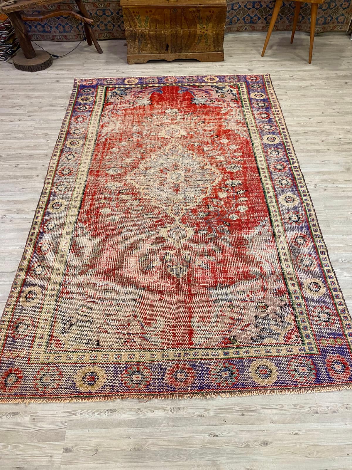Traditional Vintage Handmade Rug — detail view 3, handmade vintage rug