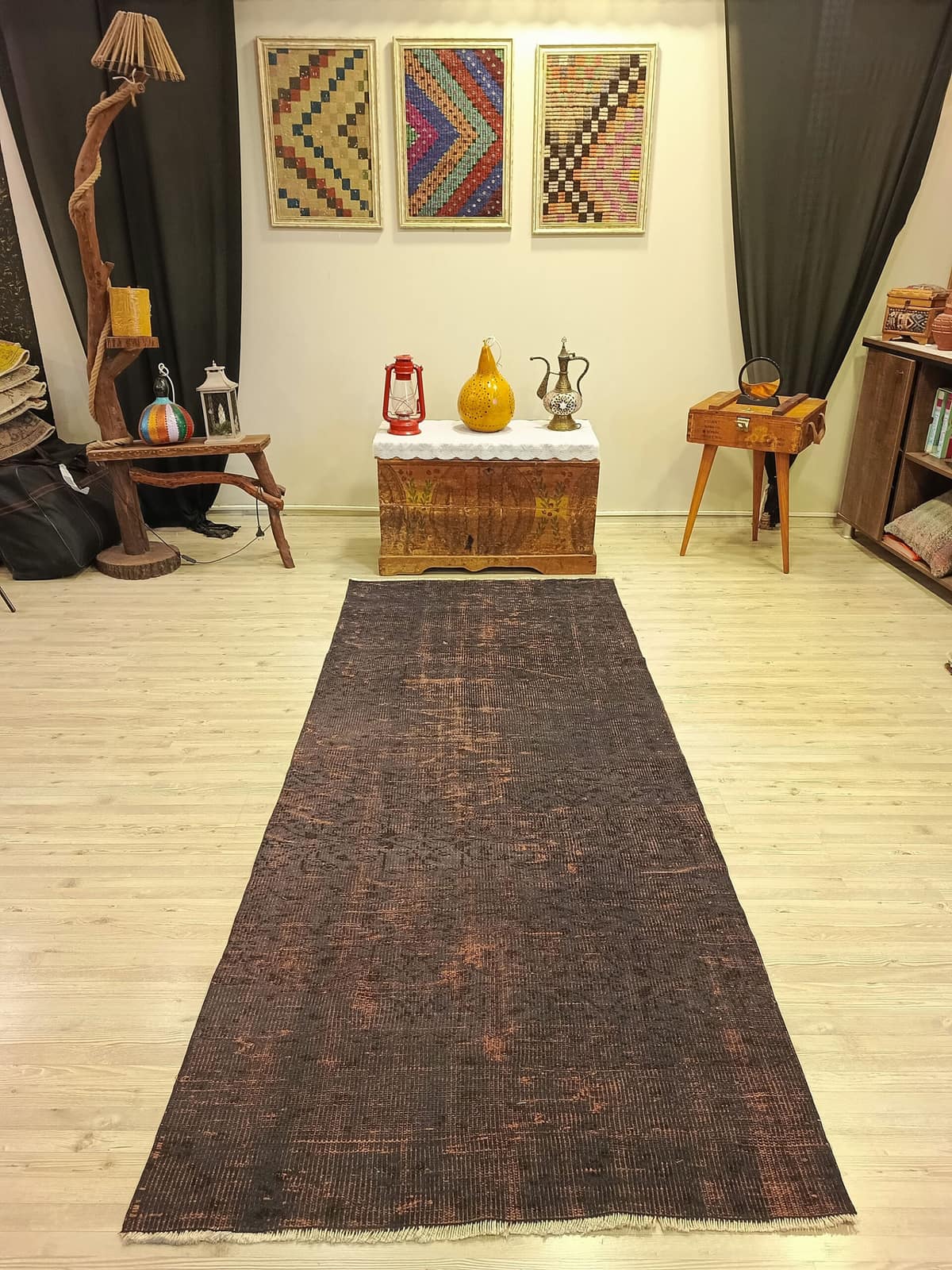 Vintage Wool Rug, vintage rug, Handmade, hand-knotted wool & silk, size 107 × 260 cm, from Bursa