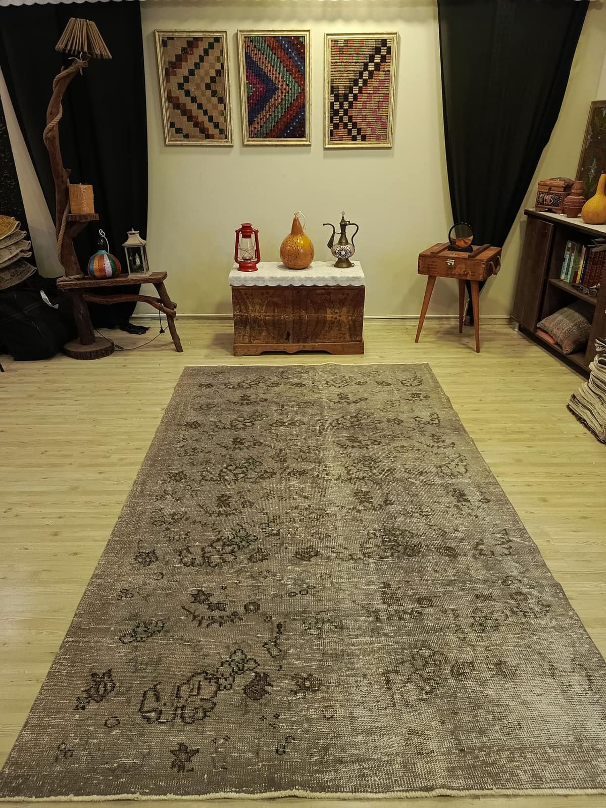 Handcrafted Distressed Rug — detail view 2, handmade vintage rug
