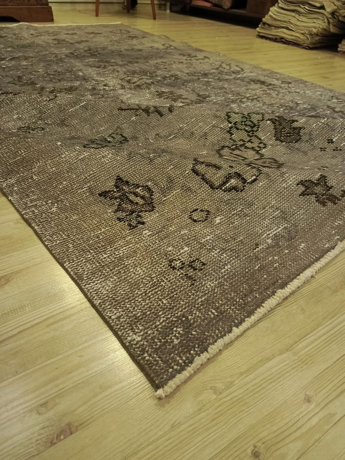 Handcrafted Distressed Rug — detail view 4, handmade vintage rug