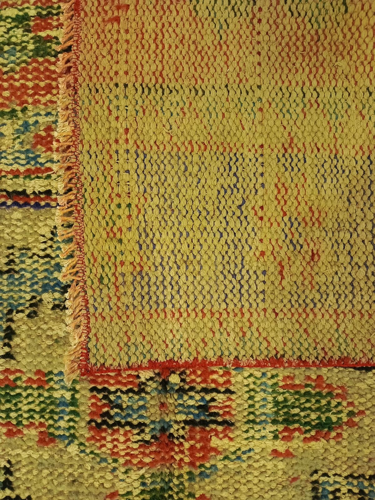 Handmade Distressed Wool Rug — detail view 2, handmade vintage rug