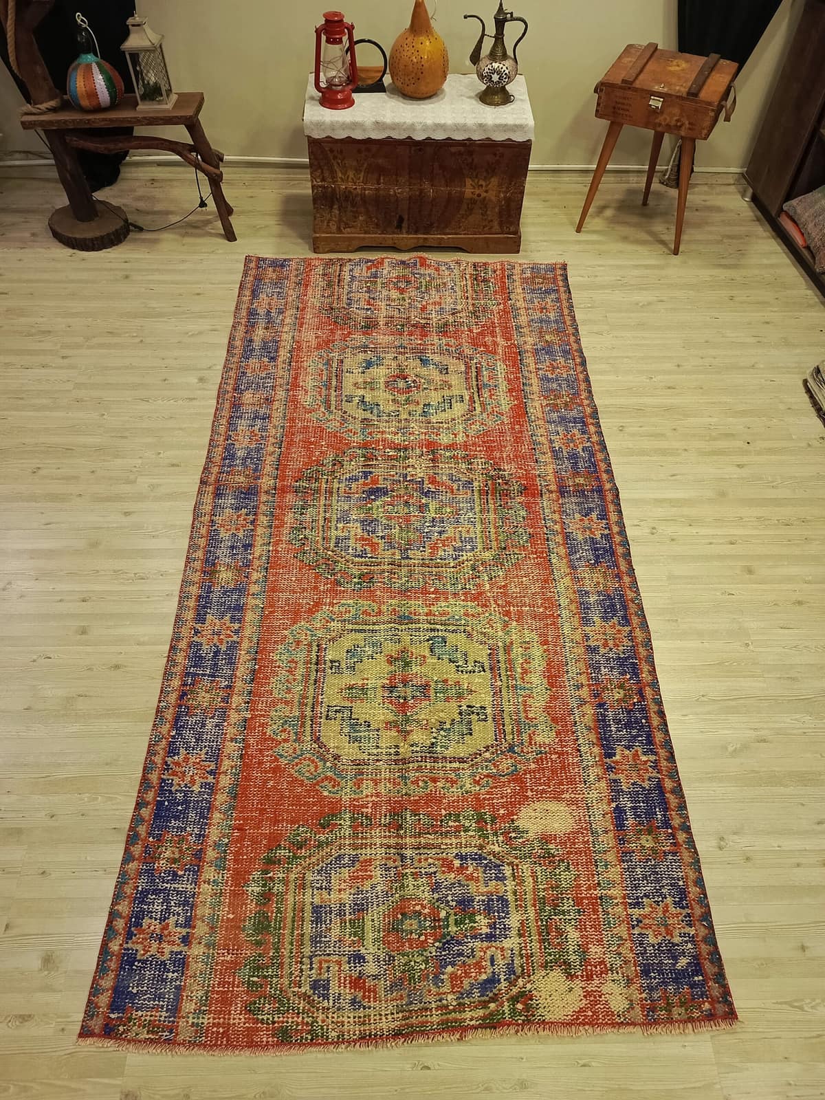 Handmade Distressed Wool Rug — detail view 4, handmade vintage rug