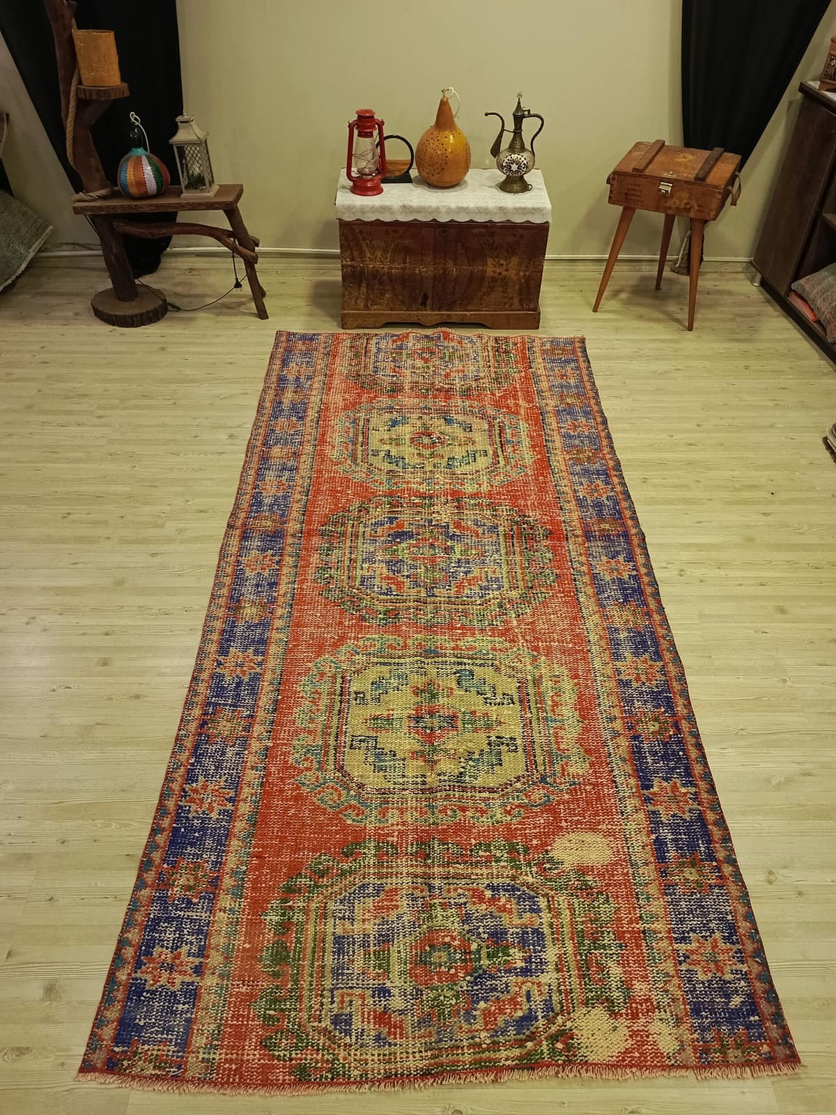 Handmade Distressed Wool Rug — detail view 5, handmade vintage rug