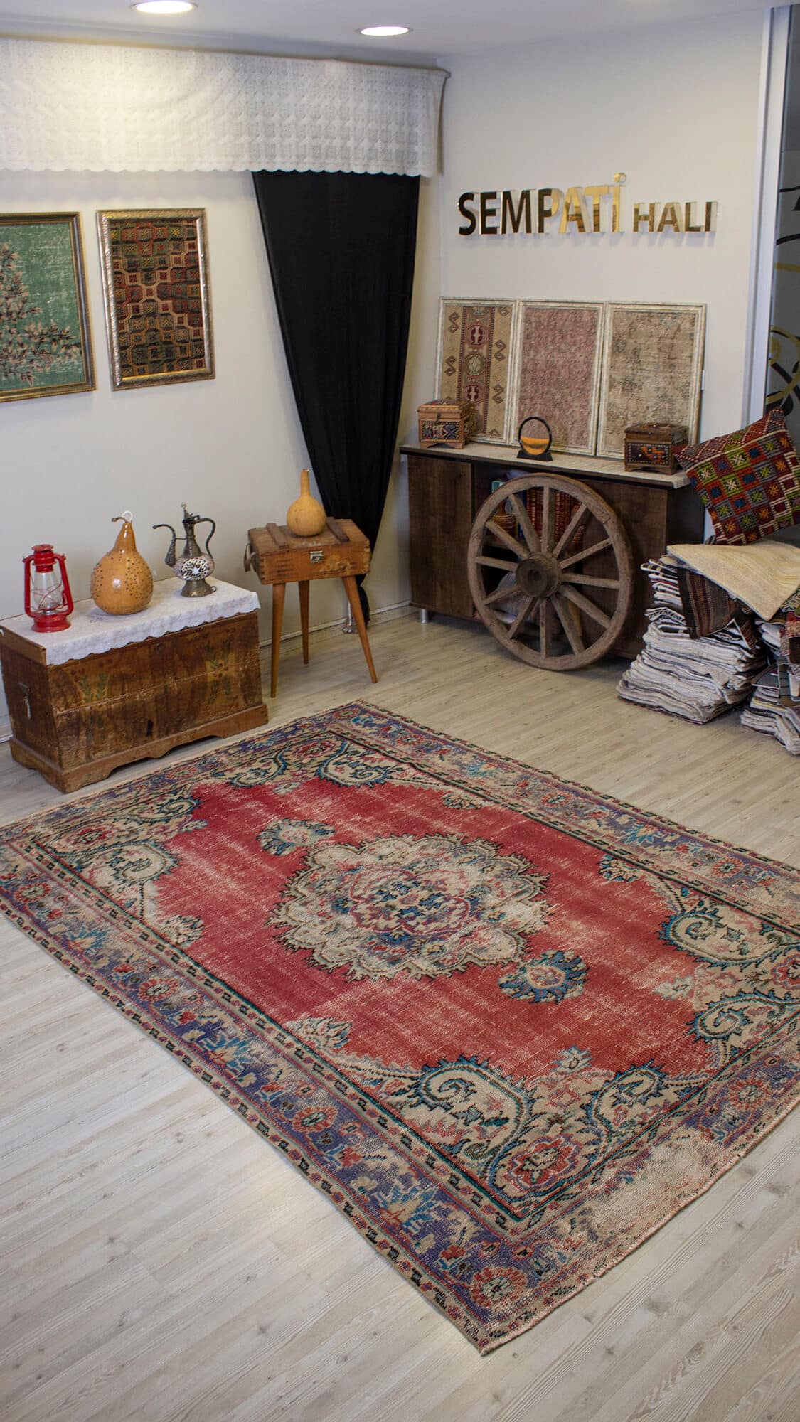 Century-Old Antique-Style Rug — detail view 2, handmade vintage rug
