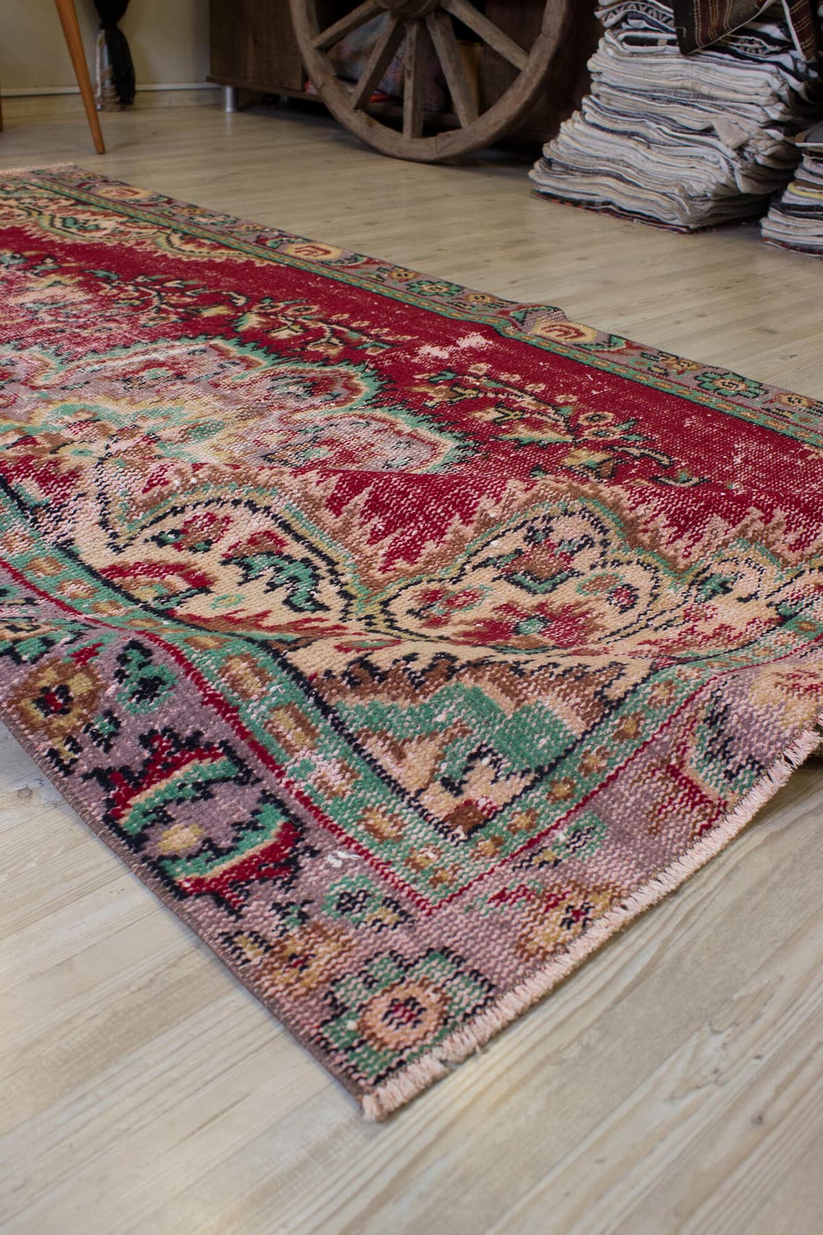 Vintage Distressed Wool Rug — detail view 2, handmade vintage rug