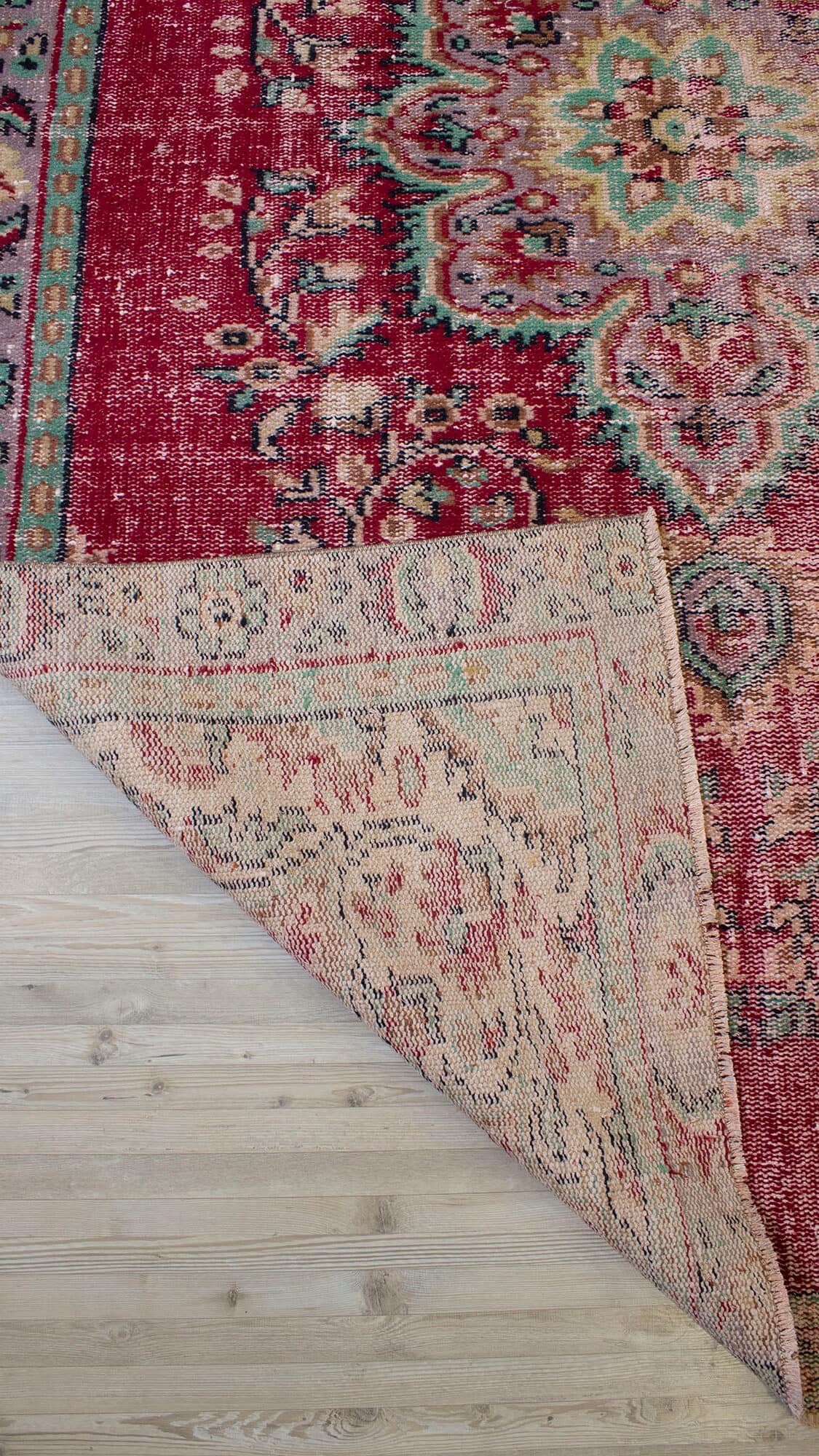 Vintage Distressed Wool Rug — detail view 3, handmade vintage rug
