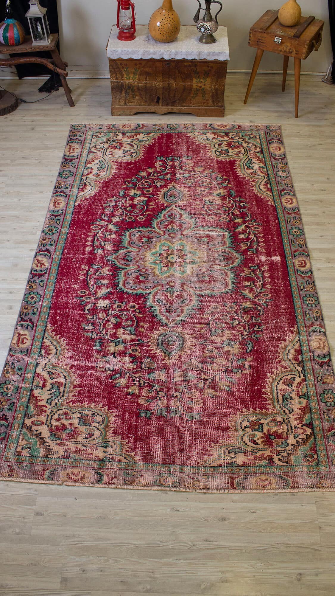 Vintage Distressed Wool Rug — detail view 5, handmade vintage rug
