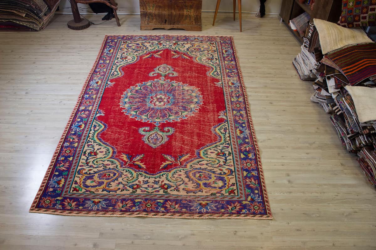 Handcrafted Distressed Rug — detail view 3, handmade vintage rug