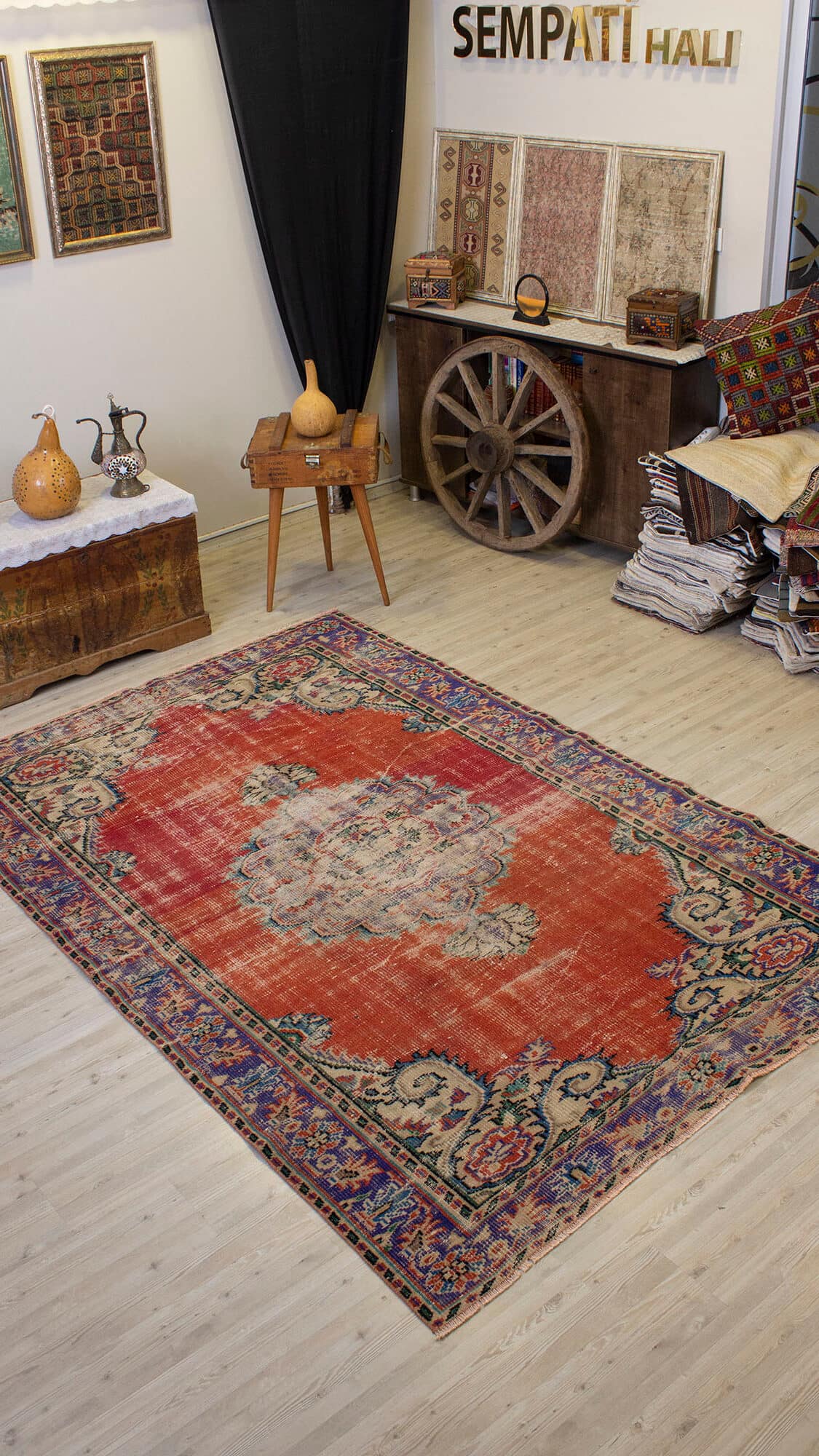 Vintage Handwoven Rug, vintage rug, Handmade, hand-knotted wool & cotton, size 175 × 259 cm, from Yahyalı