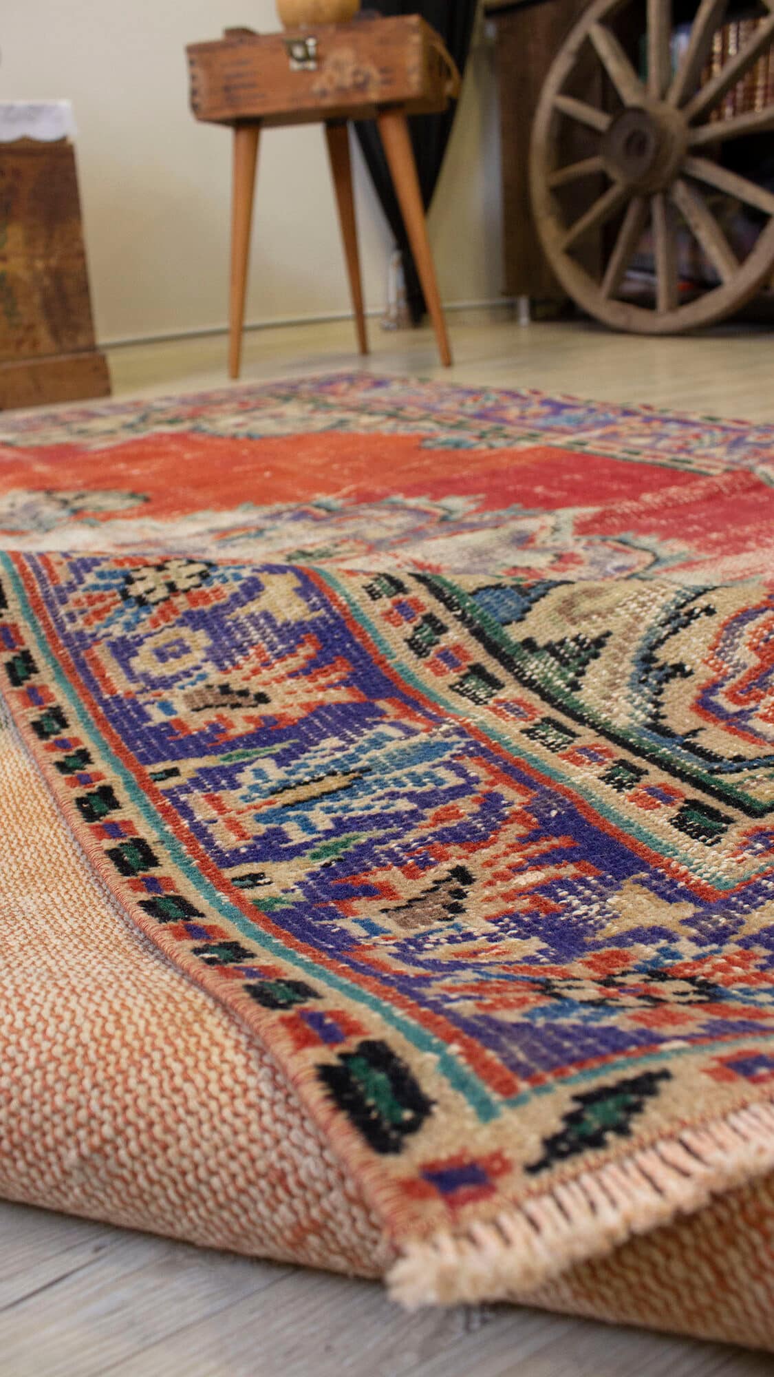 Vintage Handwoven Rug — detail view 2, handmade vintage rug