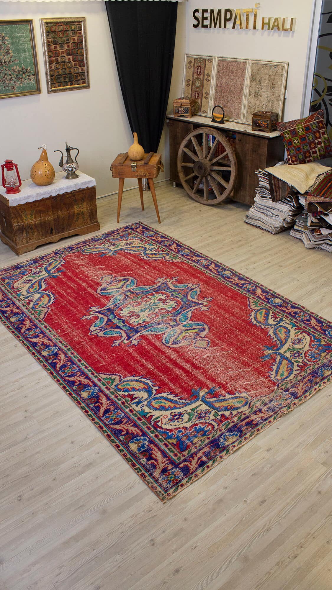 Handwoven Rug Dye-Dyed — detail view 2, handmade vintage rug