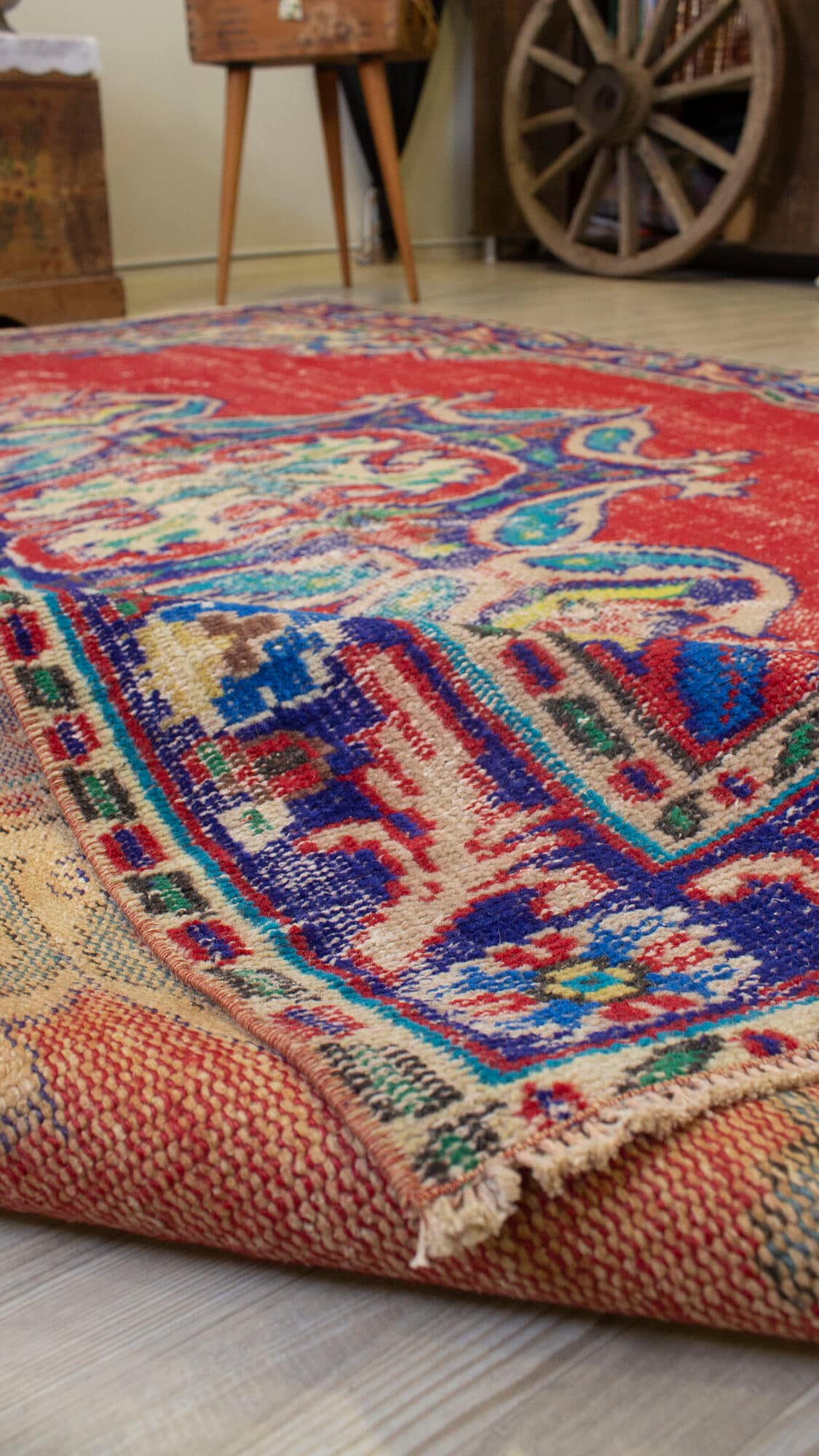Handwoven Rug Dye-Dyed — detail view 4, handmade vintage rug