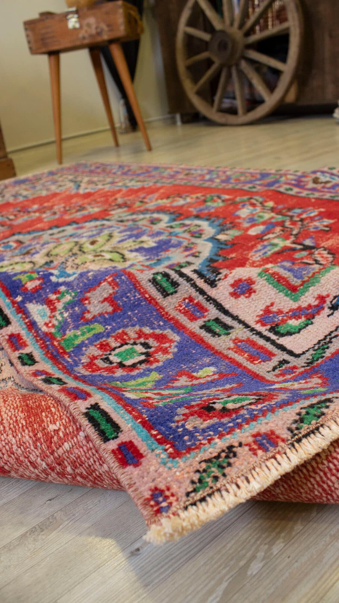 Handmade Distressed Rug — detail view 4, handmade vintage rug