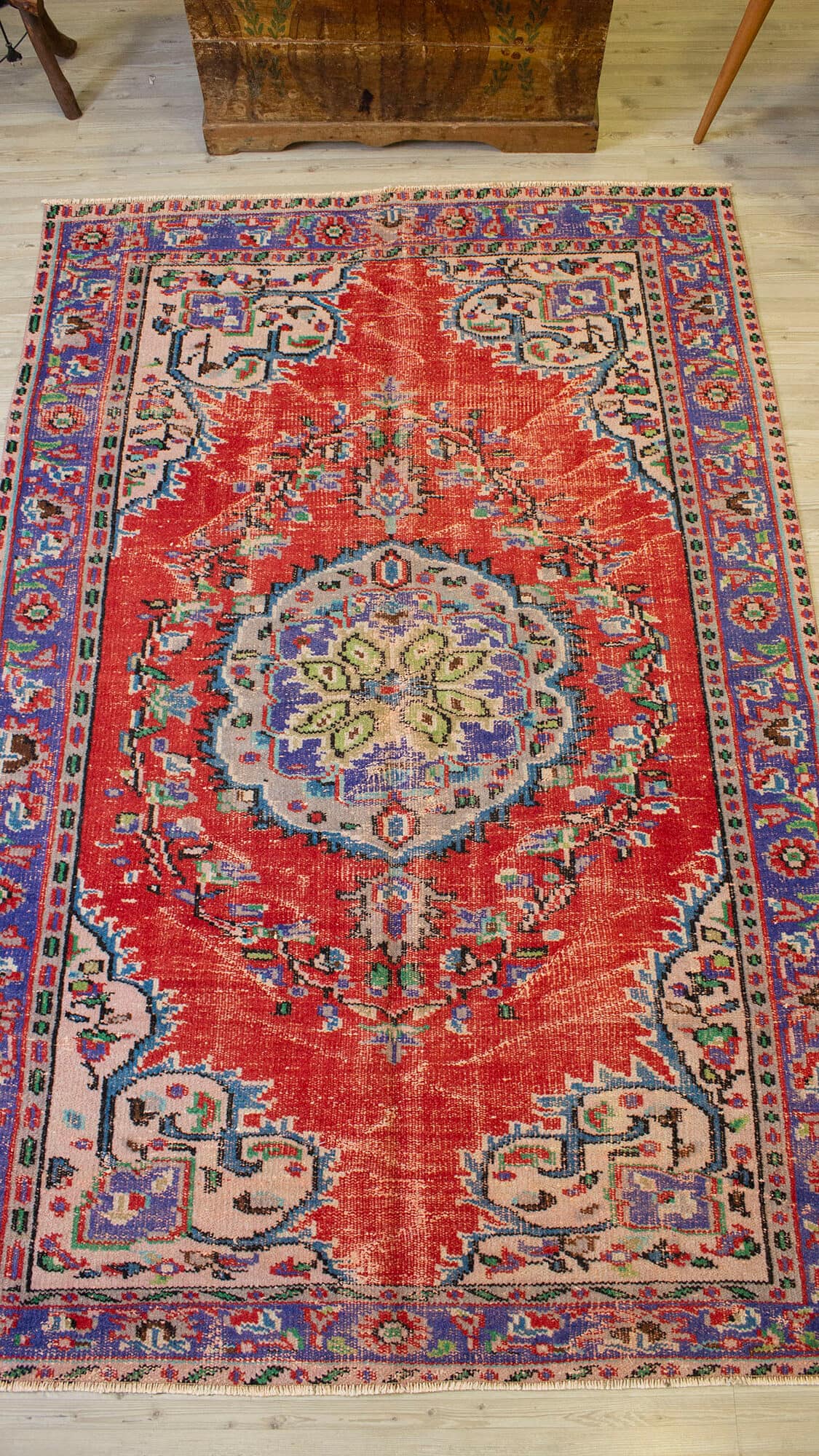 Handmade Distressed Rug, vintage rug, Handmade, hand-knotted cotton, size 164 × 239 cm, from Hereke