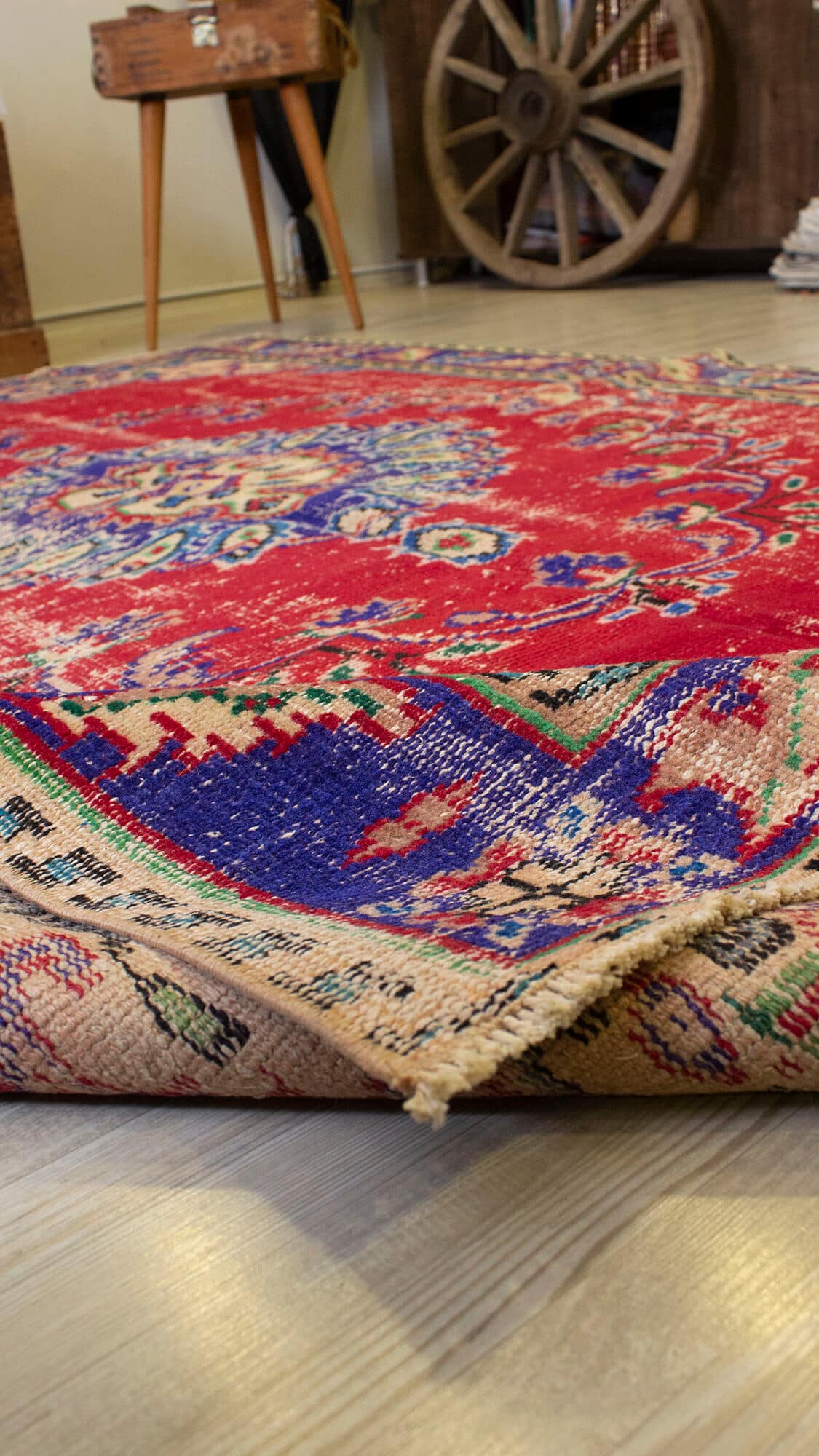 Vintage Handwoven Wool Rug — detail view 3, handmade vintage rug