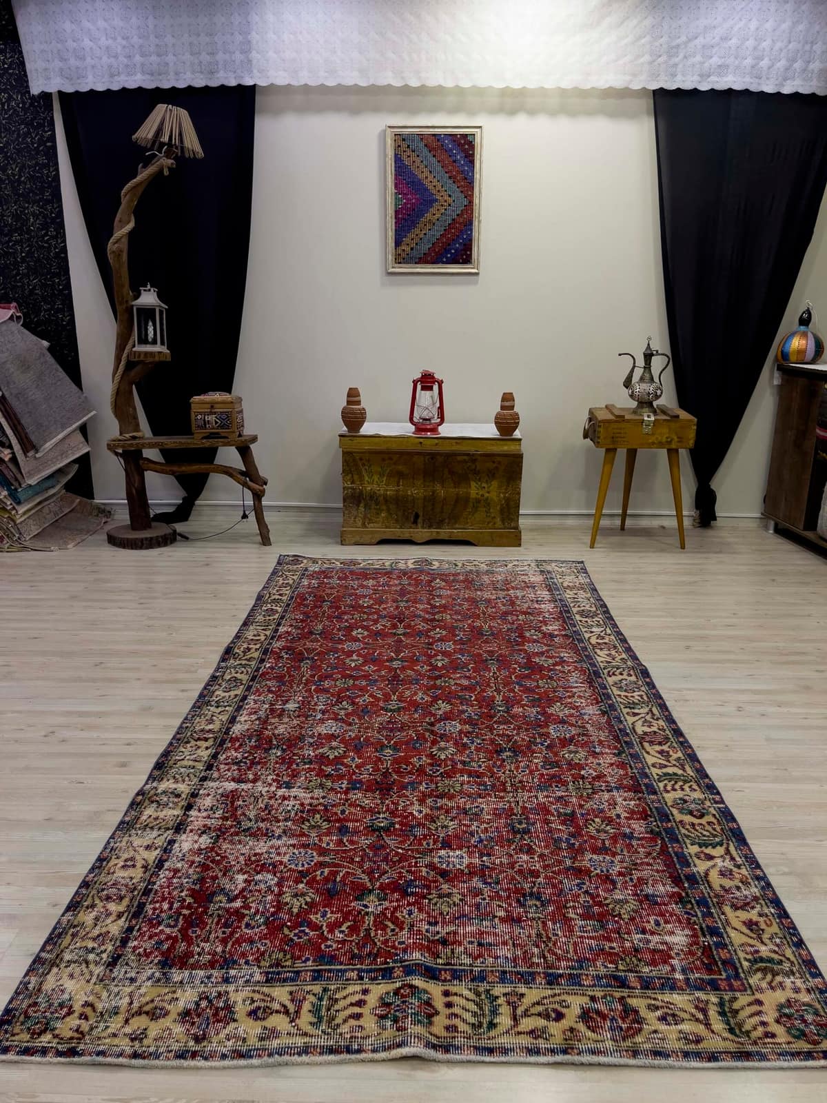 Traditional Vintage Handmade Rug, vintage rug, Handmade, hand-knotted wool & cotton, size 142 × 272 cm, from Bergama